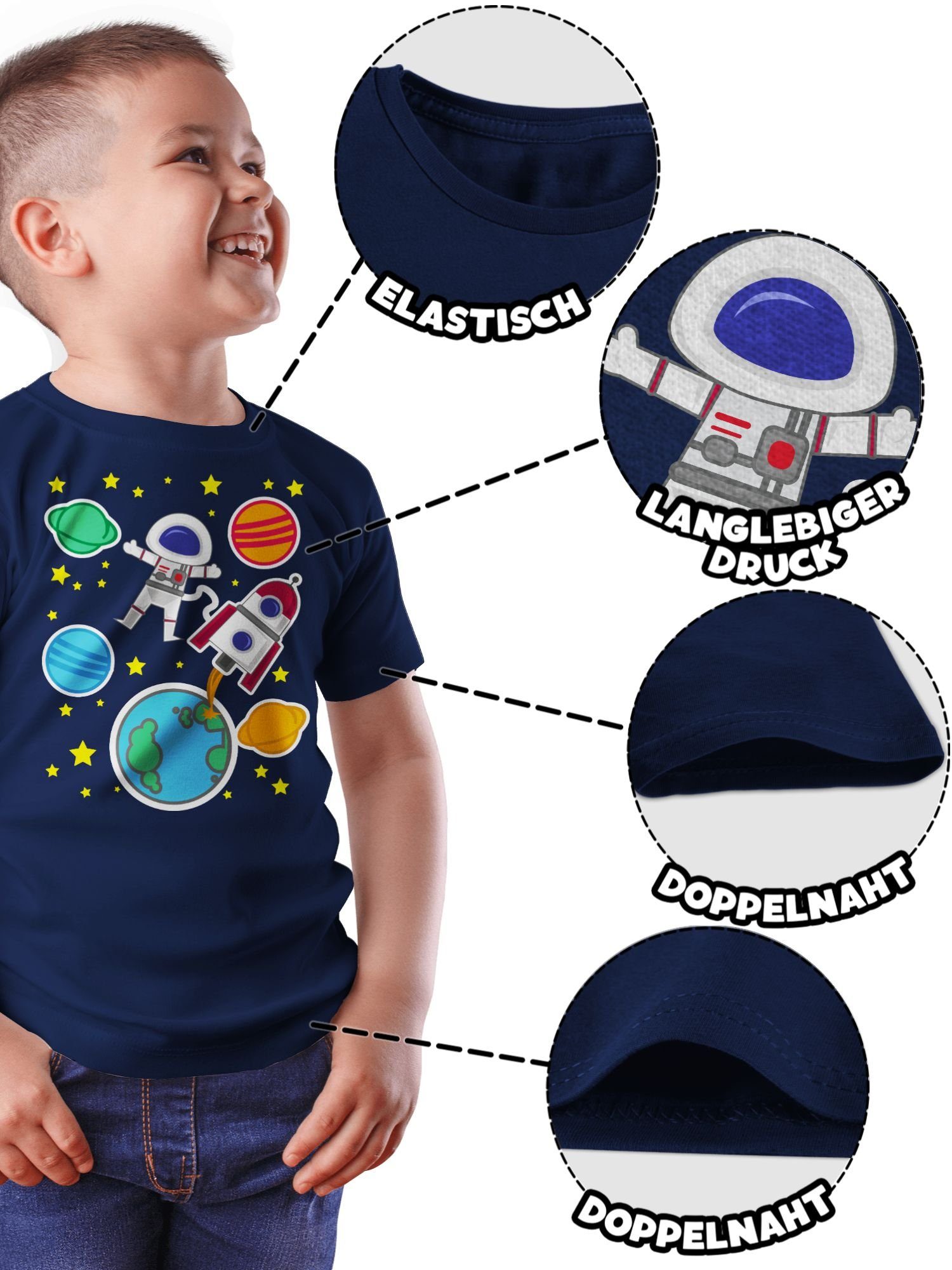 mit Dunkelblau Astronaut T-Shirt 1 Weltall Shirtracer Kindermotive