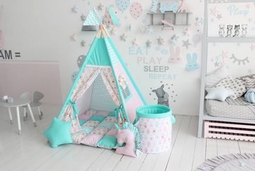 Welt der Träume Spielzelt Tipi Zelt Teepee Spielzelt Kinderzelt für Kinder mit dicke Bodenmatte, Kissen & Aufbewahrungsbox 609