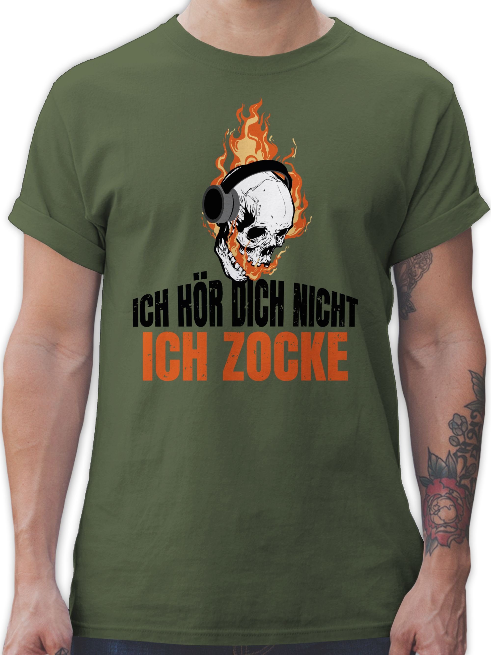 T-Shirt Ich hör dich nicht Ich zocke Totenkopf