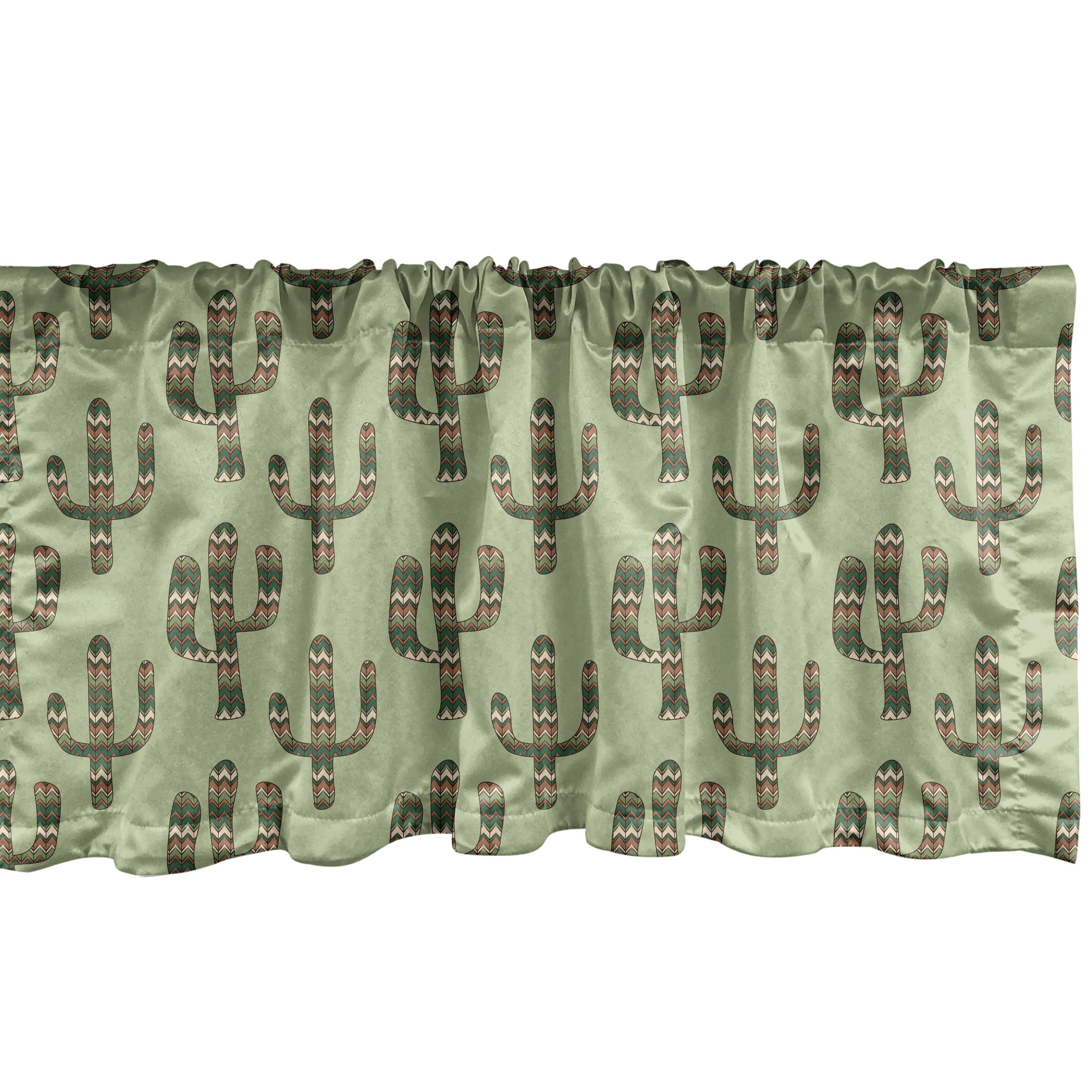 Scheibengardine Vorhang Volant für Küche Schlafzimmer Dekor mit Stangentasche, Abakuhaus, Microfaser, Kaktus Mexikanische Inspired Flora