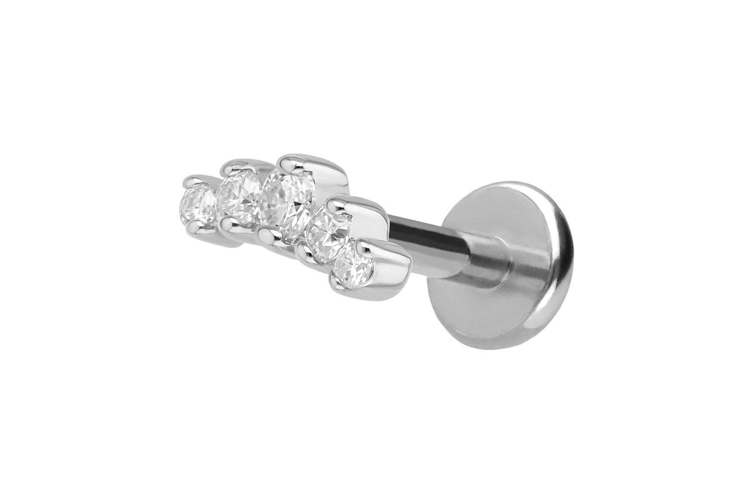 PIERCINGLINE Piercing-Set Titan Labret mit Innengewinde + 925er Silber Aufsatz MOISSANIT-BOGEN (Labrets, 1-tlg)