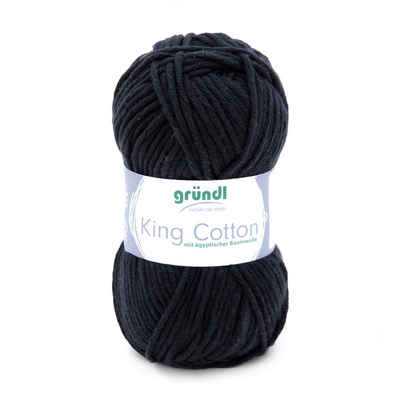 Gründl Wolle King Cotton Baumwollgarn Strickgarn Häkelwolle, 78,00 m (50g Handstrickgarn, Strickwolle, Baumwollmischgarn mit ägyptischer Baumwolle, zum Stricken und Häkeln für Nadelstärke 6 - 7 mm), mit Häkel - Anleitung zum download