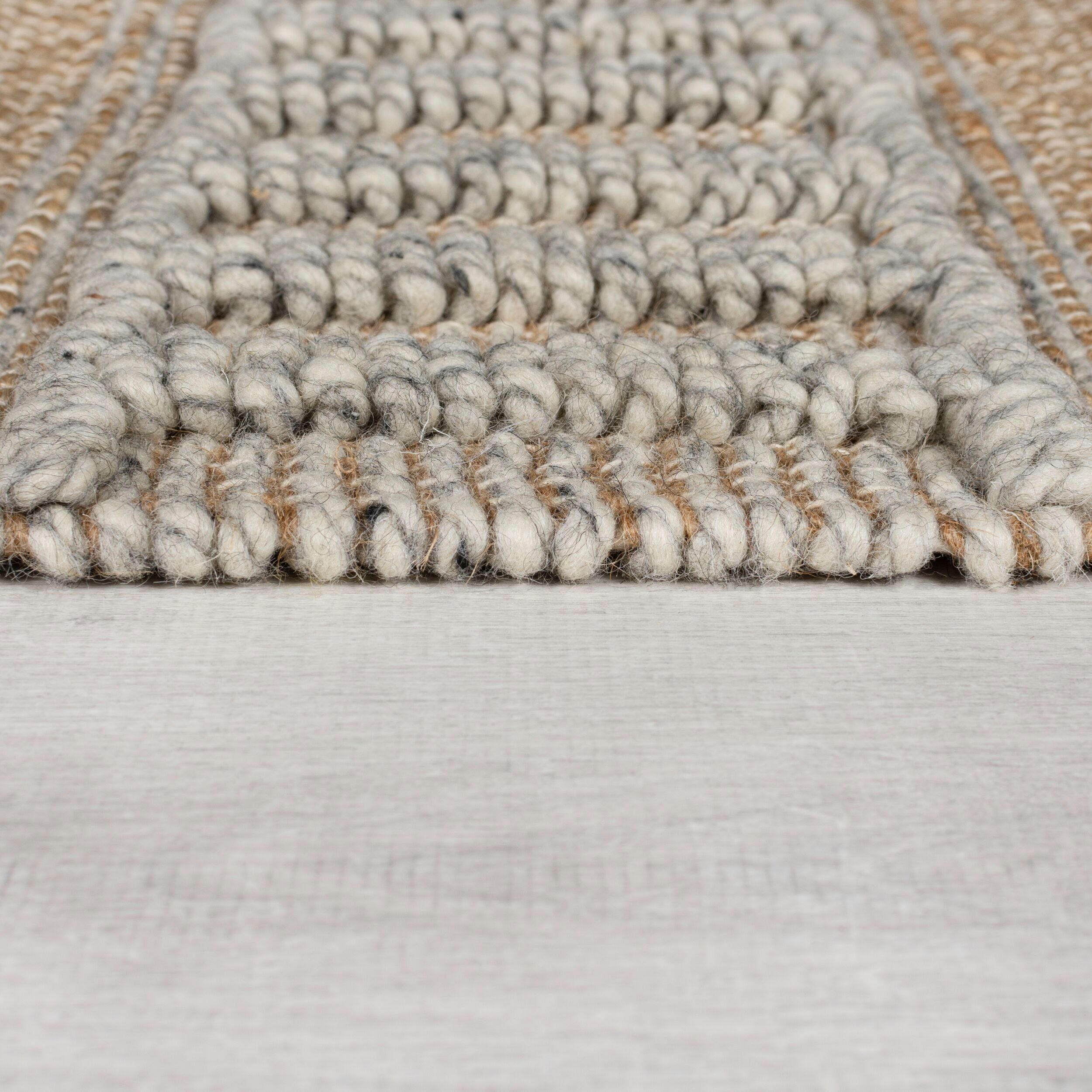 Höhe: Boho-Look, 12 Jute natur-grau Medina, wie FLAIR Naturfasern & rechteckig, aus Wolle RUGS, mm, Teppich