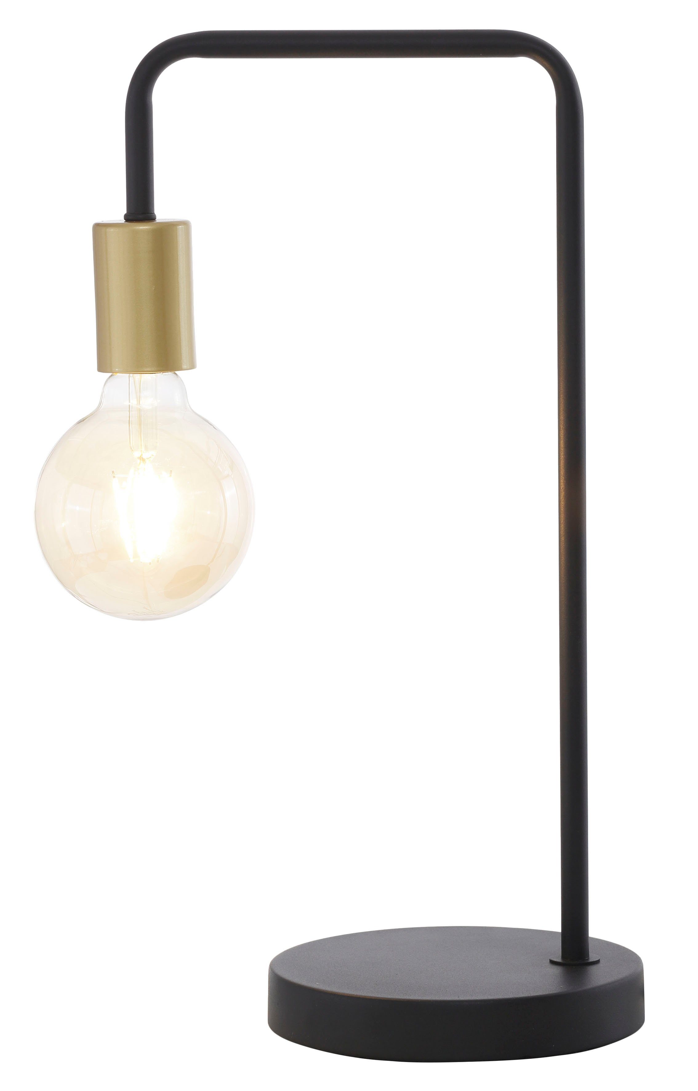 Höhe ohne 42 Leuchtmittel, Tischleuchte mit goldfarbenen/schwarzen Jarla, Fassungen, cm Tischlampe Leonique