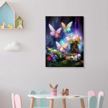 Posterlounge Acrylglasbild Dolphins DreamDesign, Schmetterlinge im Feengarten, Mädchenzimmer Digitale Kunst