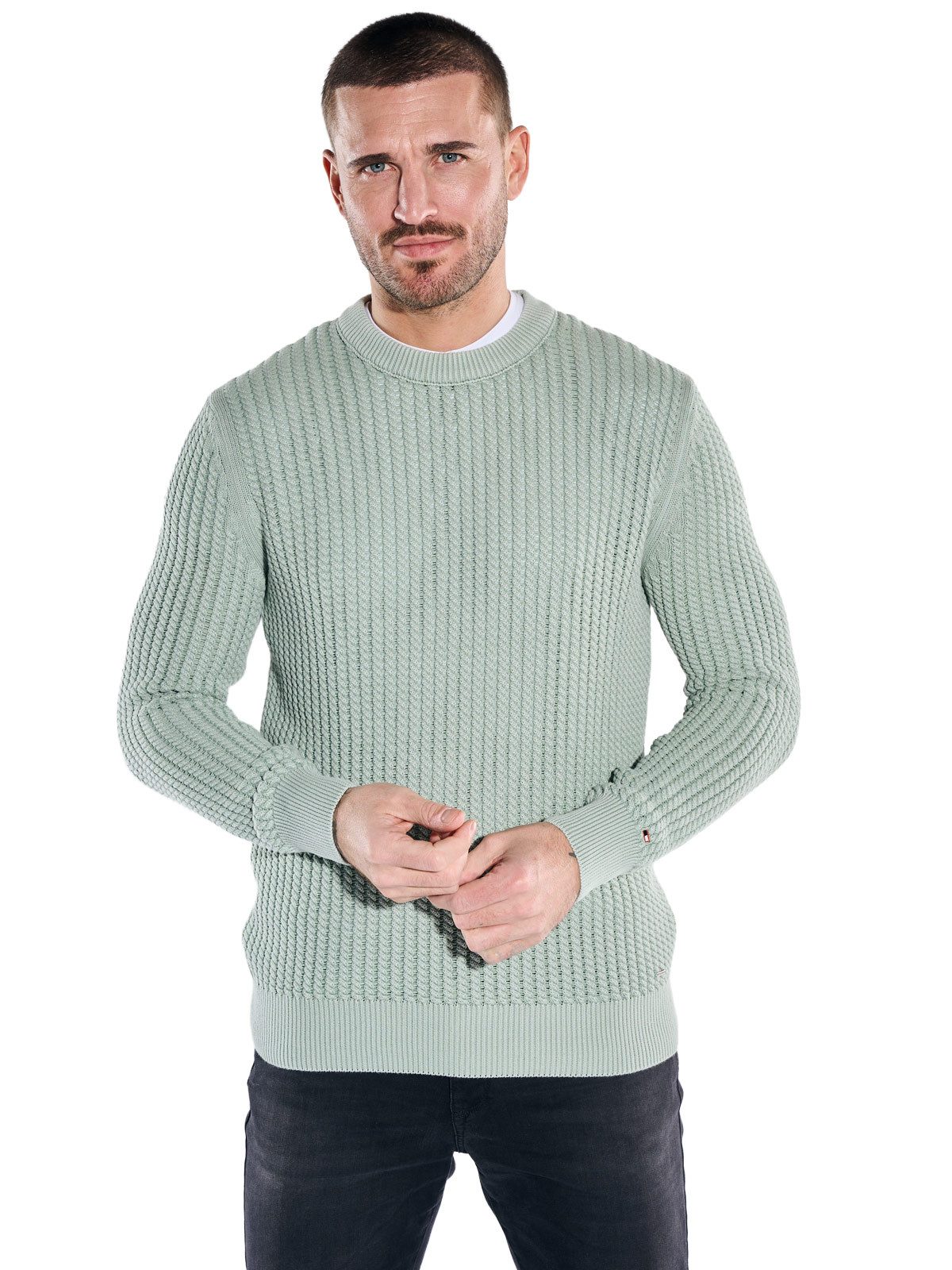 emilio adani Rundhalspullover Herren Rundhals Pullover, Hellgruen