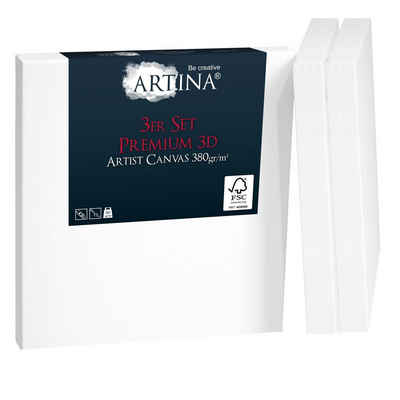 Artina Leinwand Premium, 20x20cm 3D Keilrahmen 3er Set