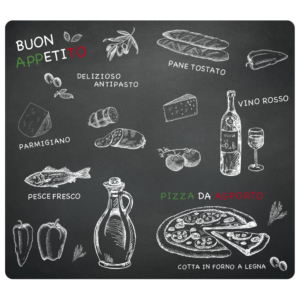 KESPER® Schneide- und Abdeckplatte Herdabdeckplatte, Motiv: Ristorante, ESG-Sicherheitsglas, (1 tlg), zum Schneiden und Abdecken