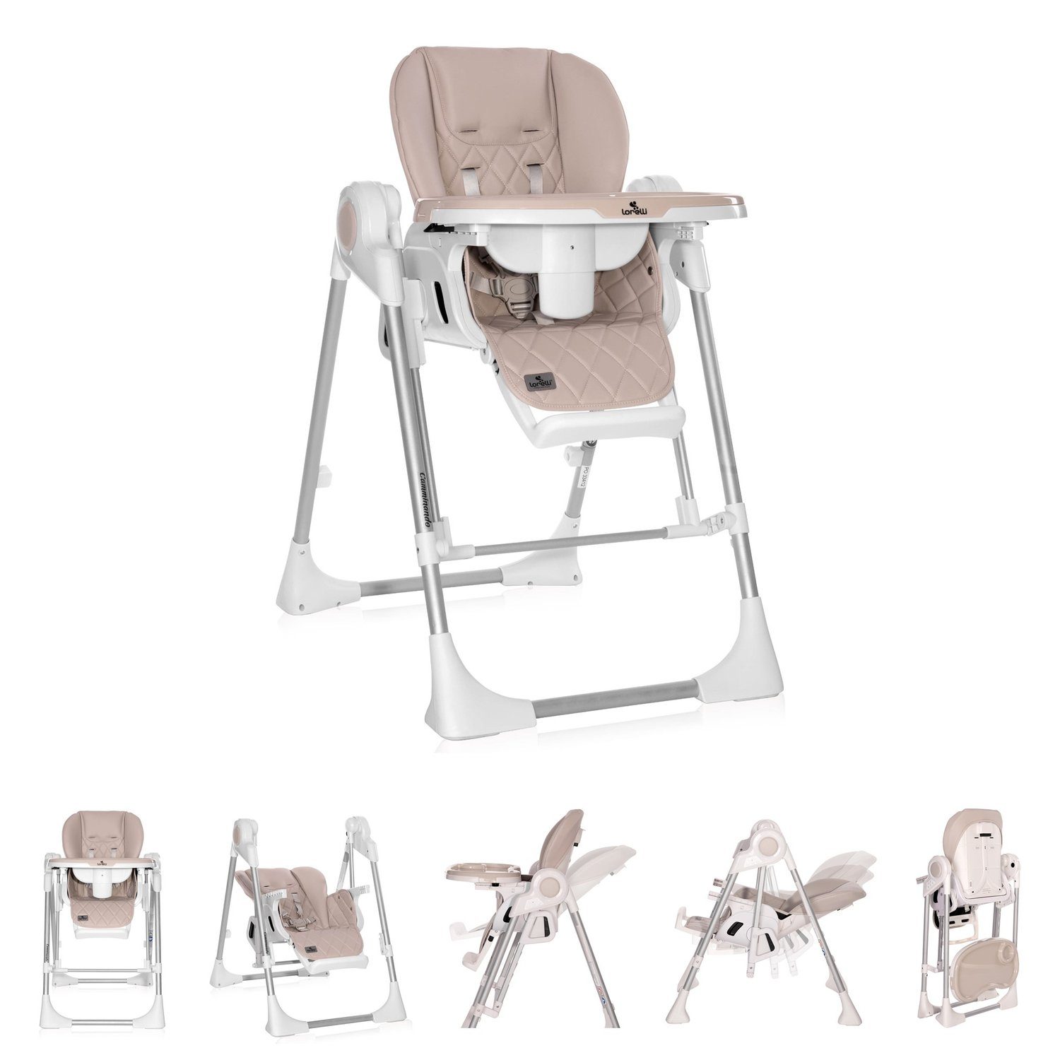 Lorelli Hochstuhl Schwingfunktion verstellbar 1 2 Babywippe beige in Kinderhochstuhl Camminando