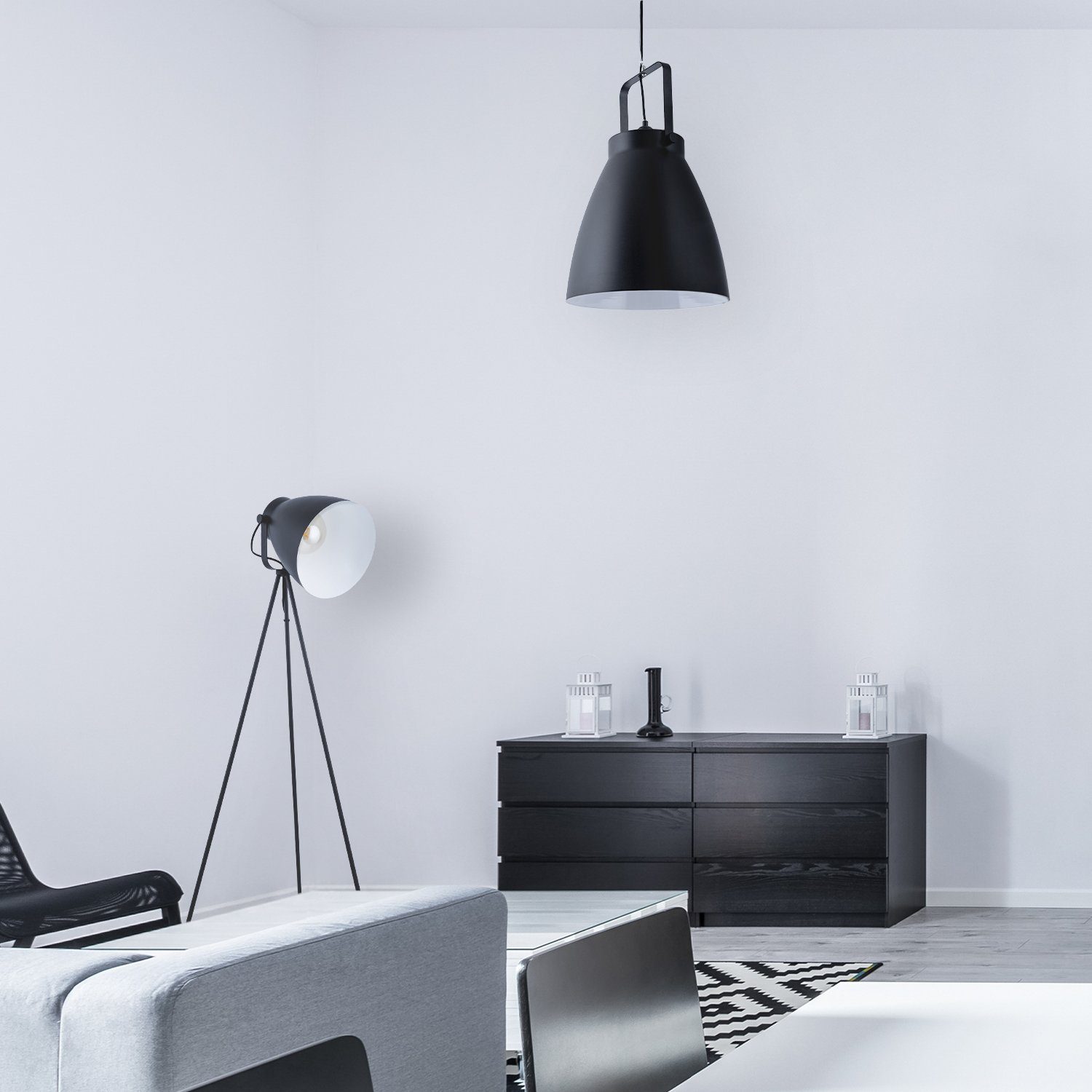 Paco Home Industrial ohne Scheinwerfer PD, E27 Stehleuchte BOONE Wohnzimmer Leuchtmittel, Pendelleuchte Modern Design
