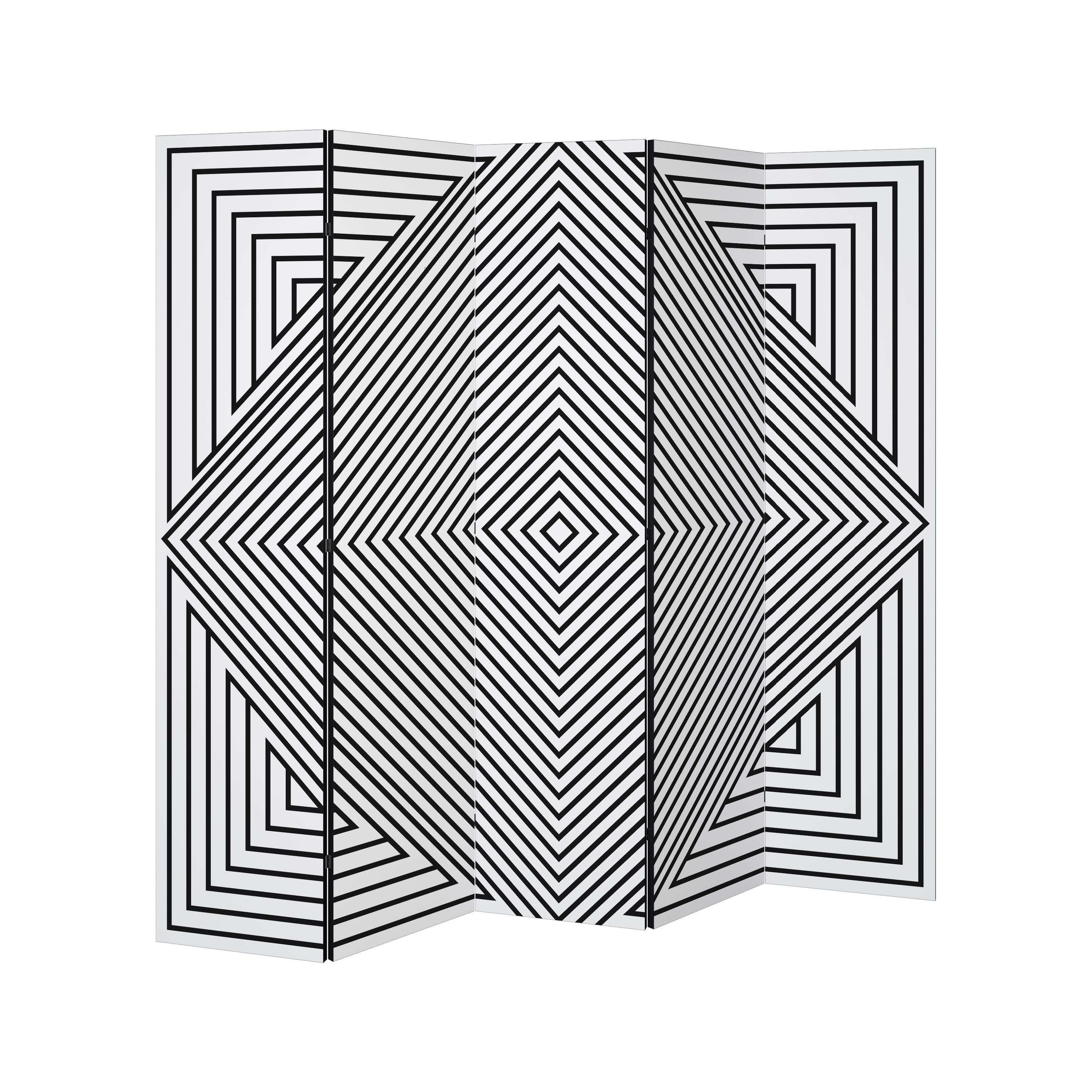 SPACEREBELS Paravent POLYGON ILLUSION (1 St), Raumteiler mit 5 Paneelen, beidseitig bedruckt, 190 x 168 cm
