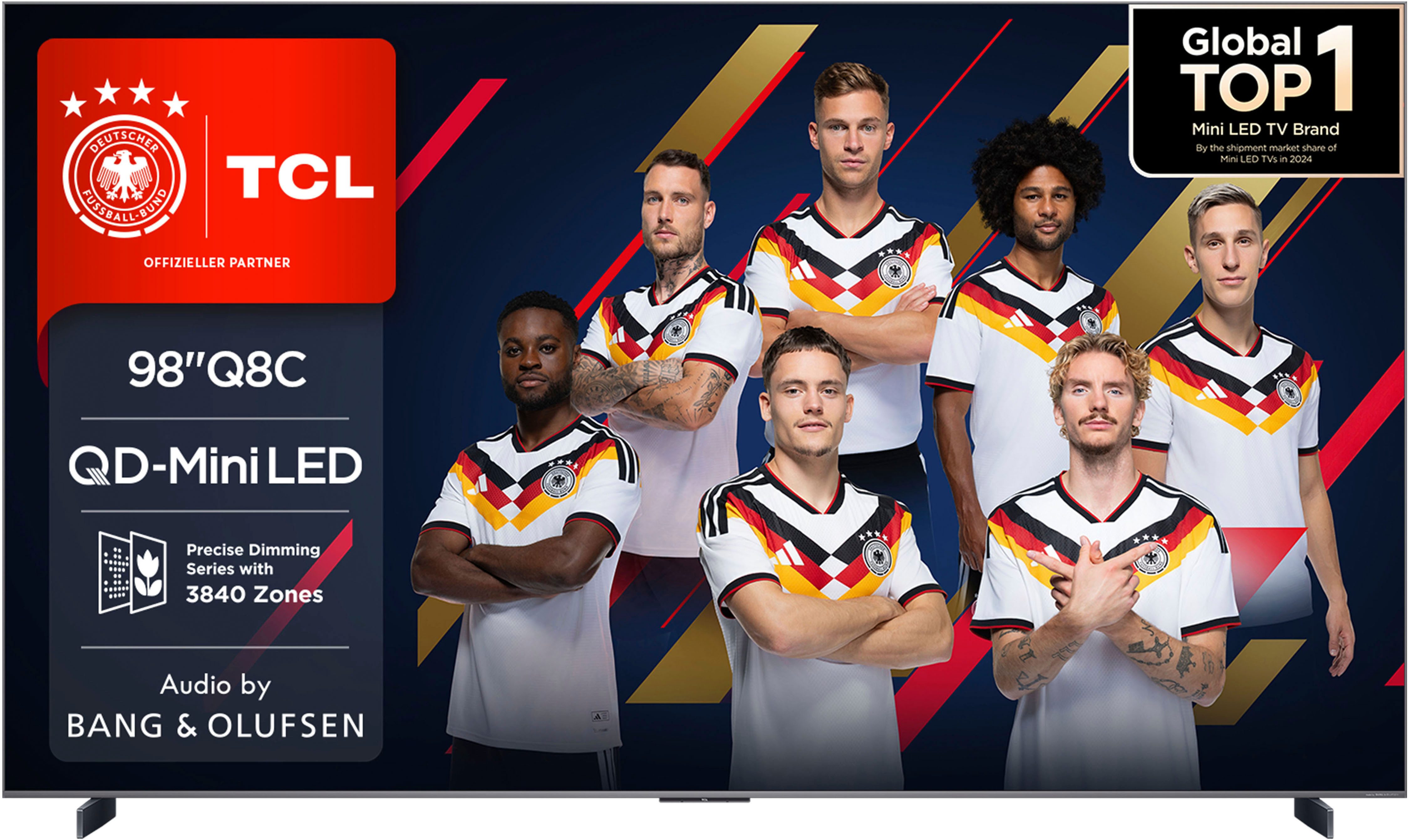 TCL 98Q8CX7 Mini-LED-Fernseher (248 cm/98 Zoll, 4K Ultra HD, Smart-TV, Google TV, Audio von Bang & Olufsen, Smart TV, Apple TV, 144Hz, 4K, Dolby Vision)