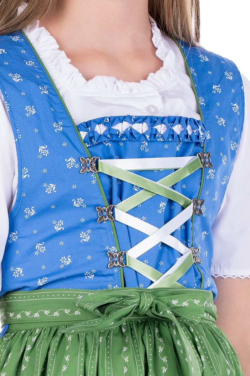 Isar-Trachten Dirndl Kinderdirndl 3tlg. - AIKA - blau/apfelgrün
