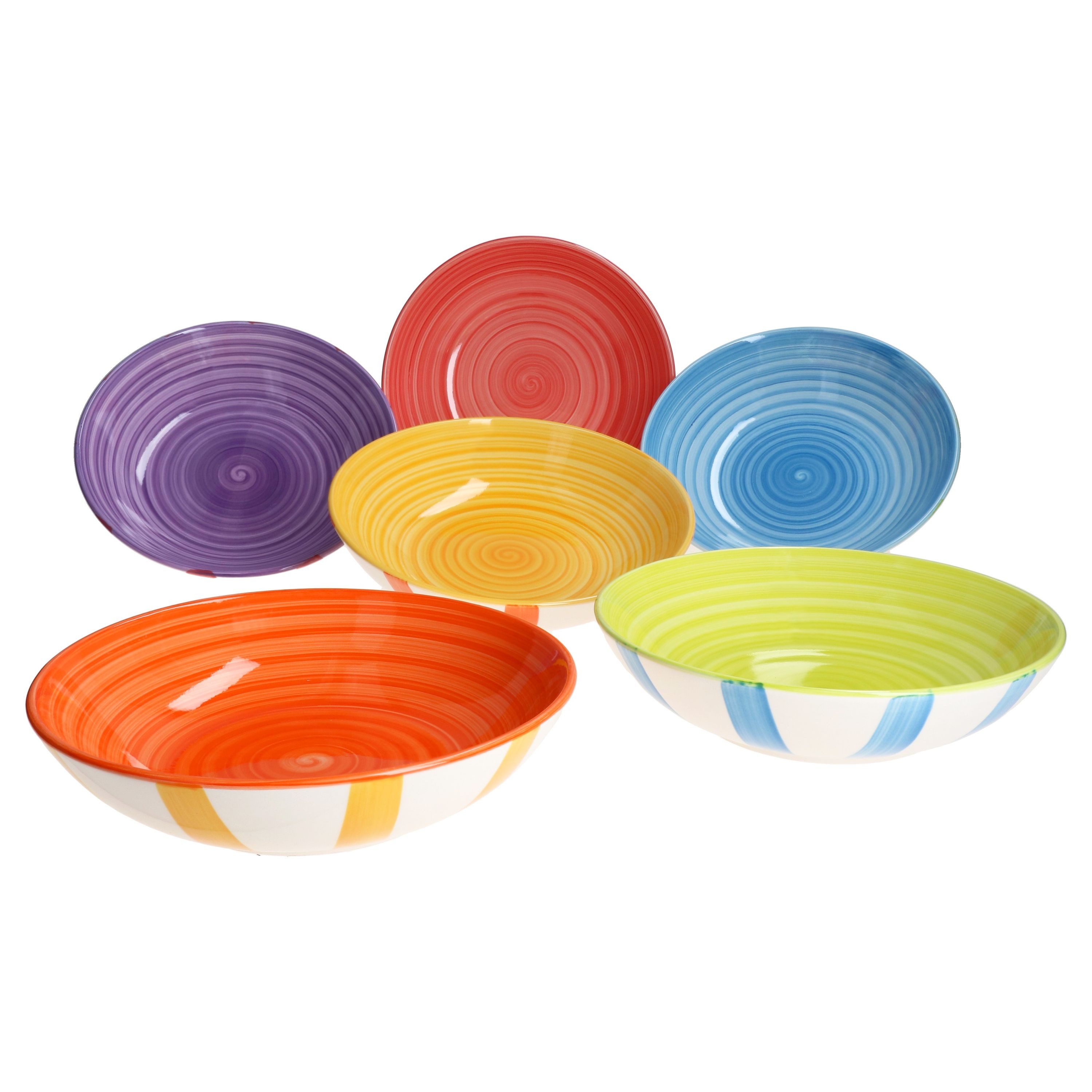 MamboCat Suppenteller Summer Stripes 6er Set Suppenteller 600ml Steingut bunt Teller tief