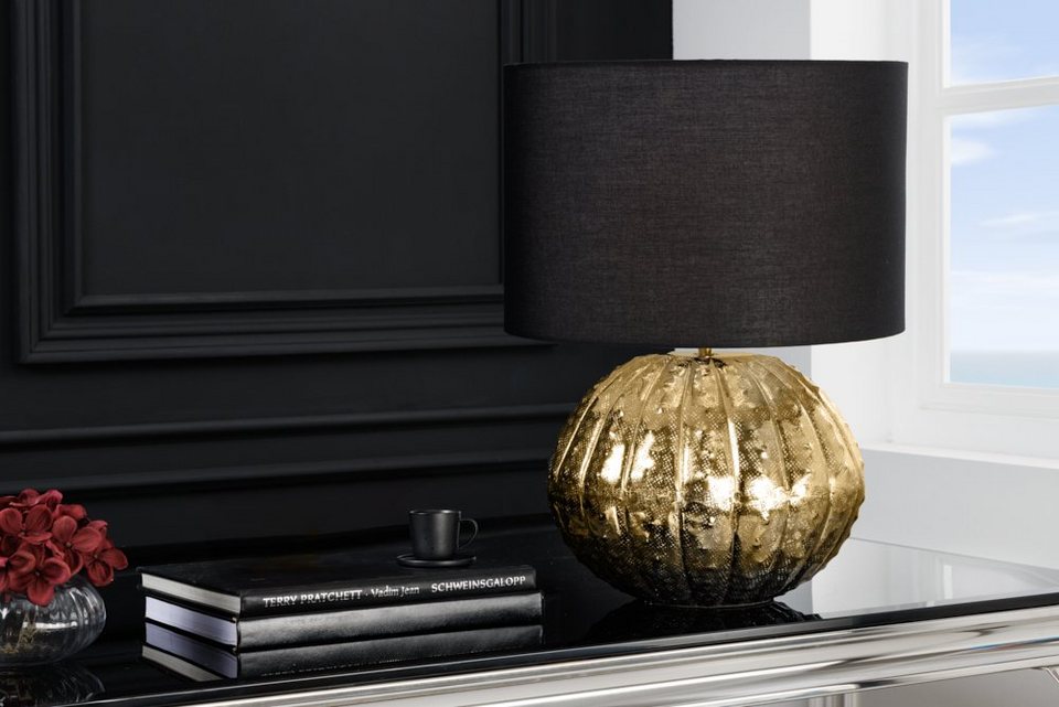 riess-ambiente Tischleuchte ABSTRACT 50cm gold / schwarz, Ein-/Ausschalter, ohne  Leuchtmittel, Wohnzimmer · Stoff · Metall · Handmade · Schlafzimmer · Design