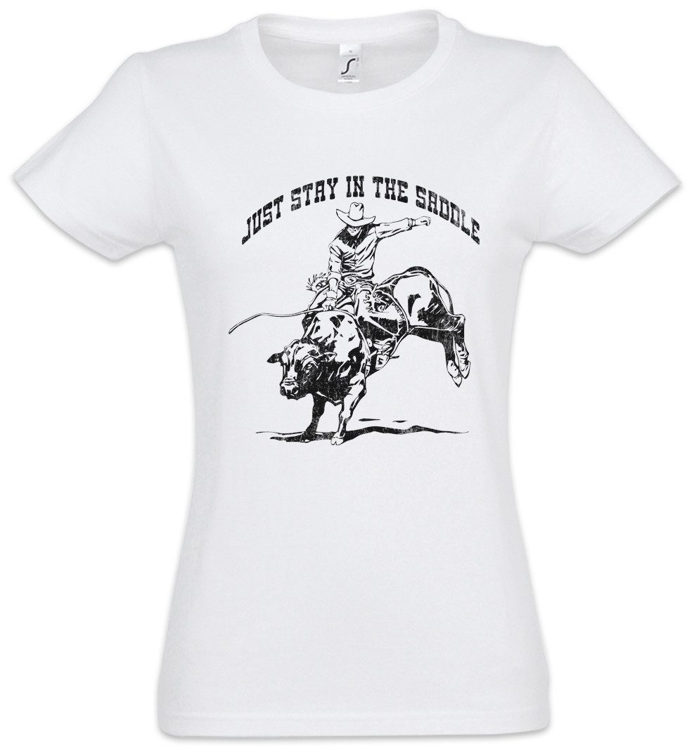 Urban Backwoods Print-Shirt Just Stay In The Saddle Damen T-Shirt Rodeo Cow günstig online kaufen
