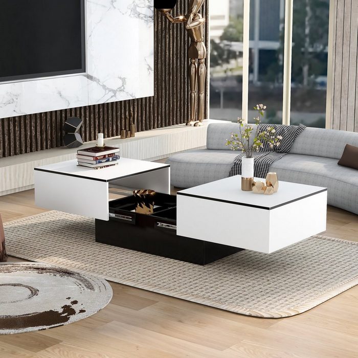 SOFTWEARY Couchtisch mit ausziehbarer Tischplatte Sofatisch Beistelltisch Kaffeetisch Wohnzimmertisch 102x60x40 cm