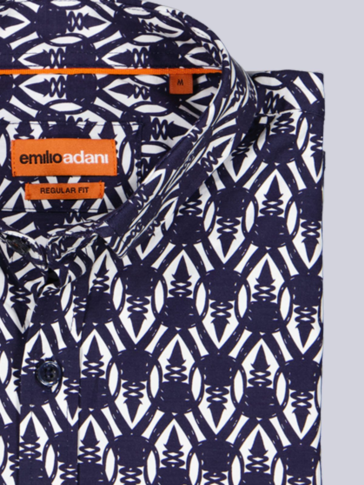 emilio adani Langarmhemd Herren Langarm-Hemd gemustert, Saphirblau