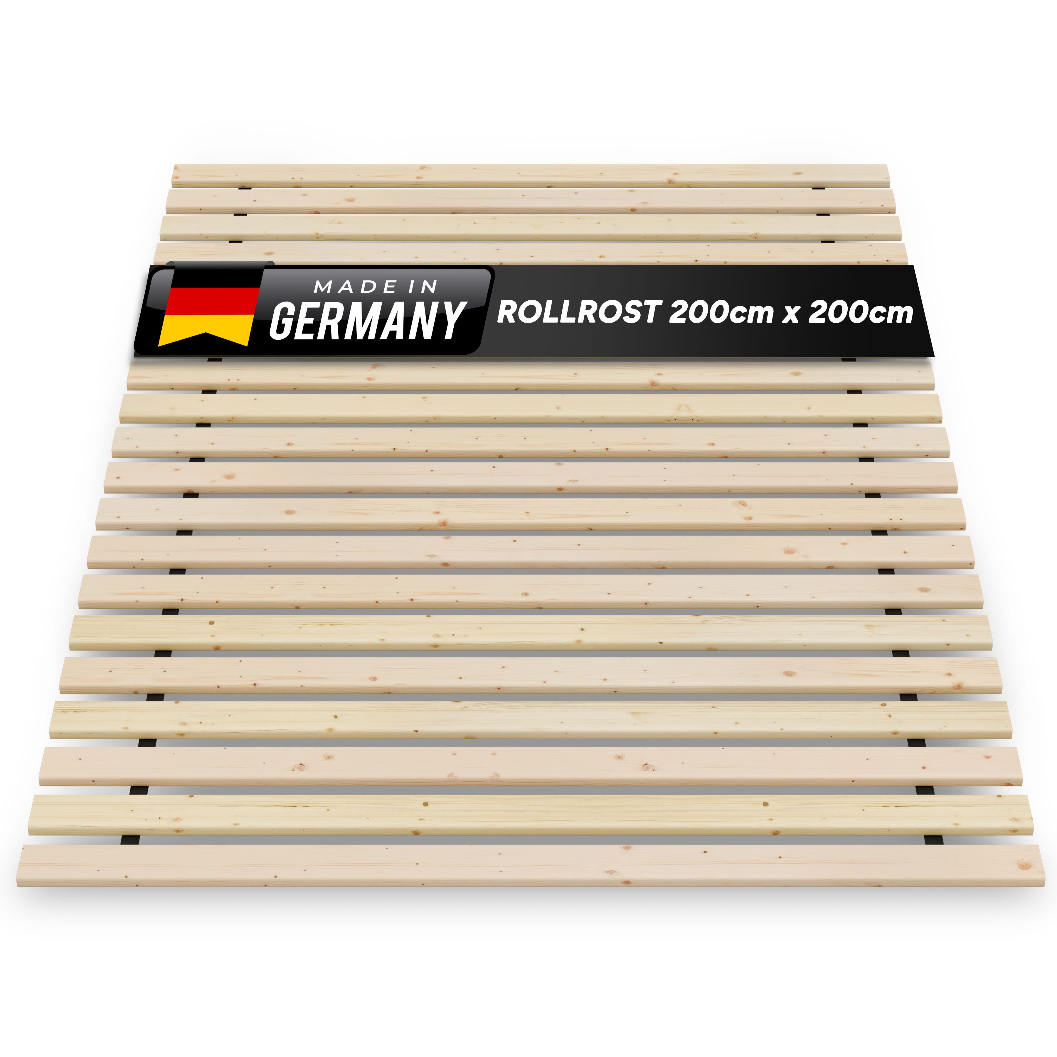 Rollrost Lattenrost Rolllattenrost 200 x 200 cm 20mm 300kg "stabiler Rollrost", TUGA-Holztech, Breite 70 80 90 100 120 140 160 180 200 Länge 140 190 200 210 220