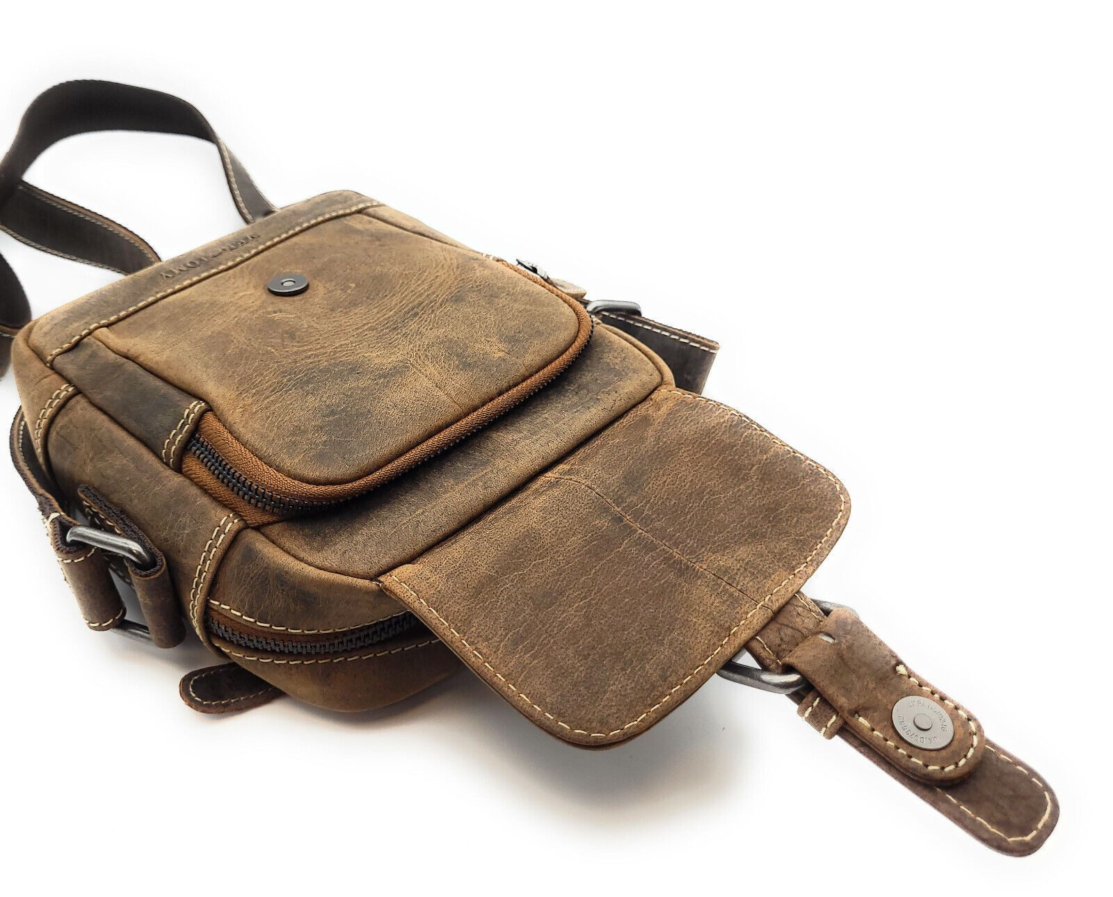 Ven Tomy Umhängetasche kleine Schultertasche Crossbag aus Büffelleder im vintage Look