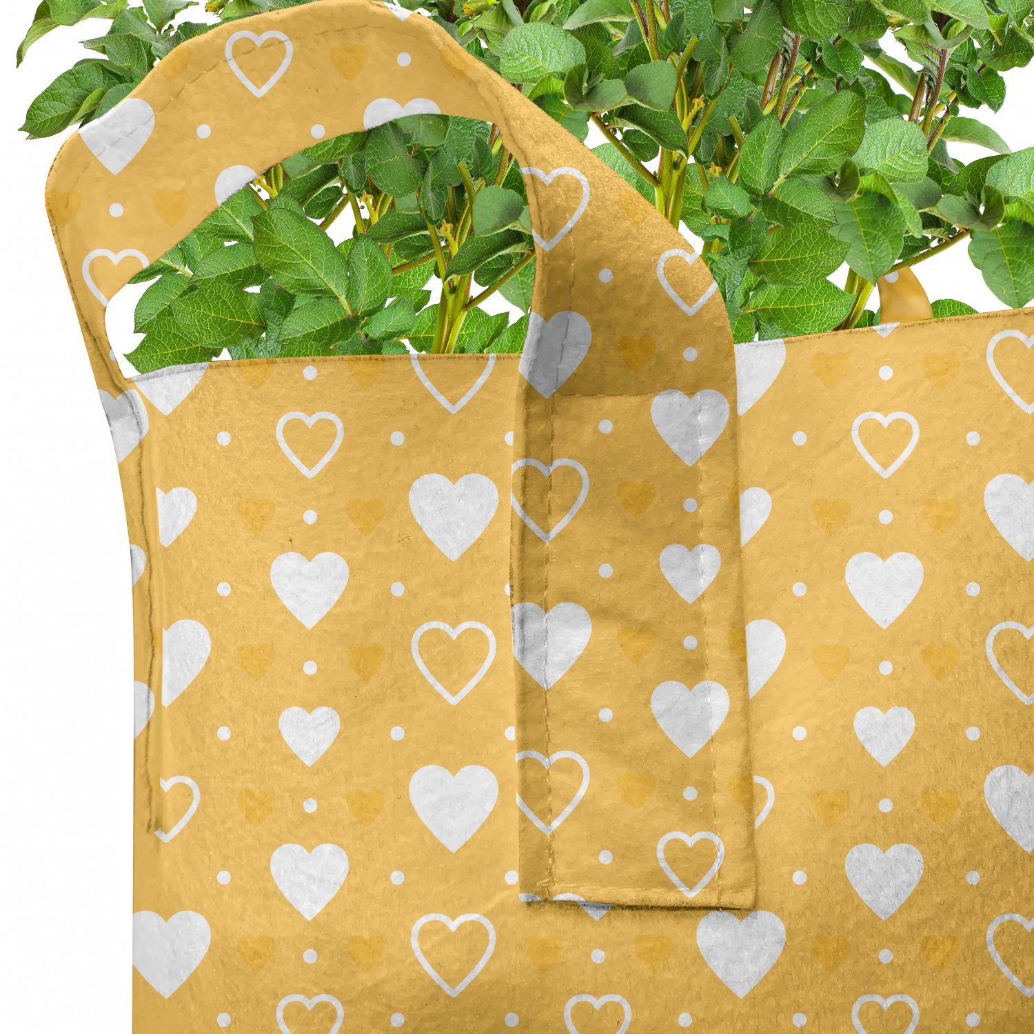 Abakuhaus Pflanzkübel hochleistungsfähig Stofftöpfe für Romantisch mit Griffen Punkte Herz und Pflanzen, Formen