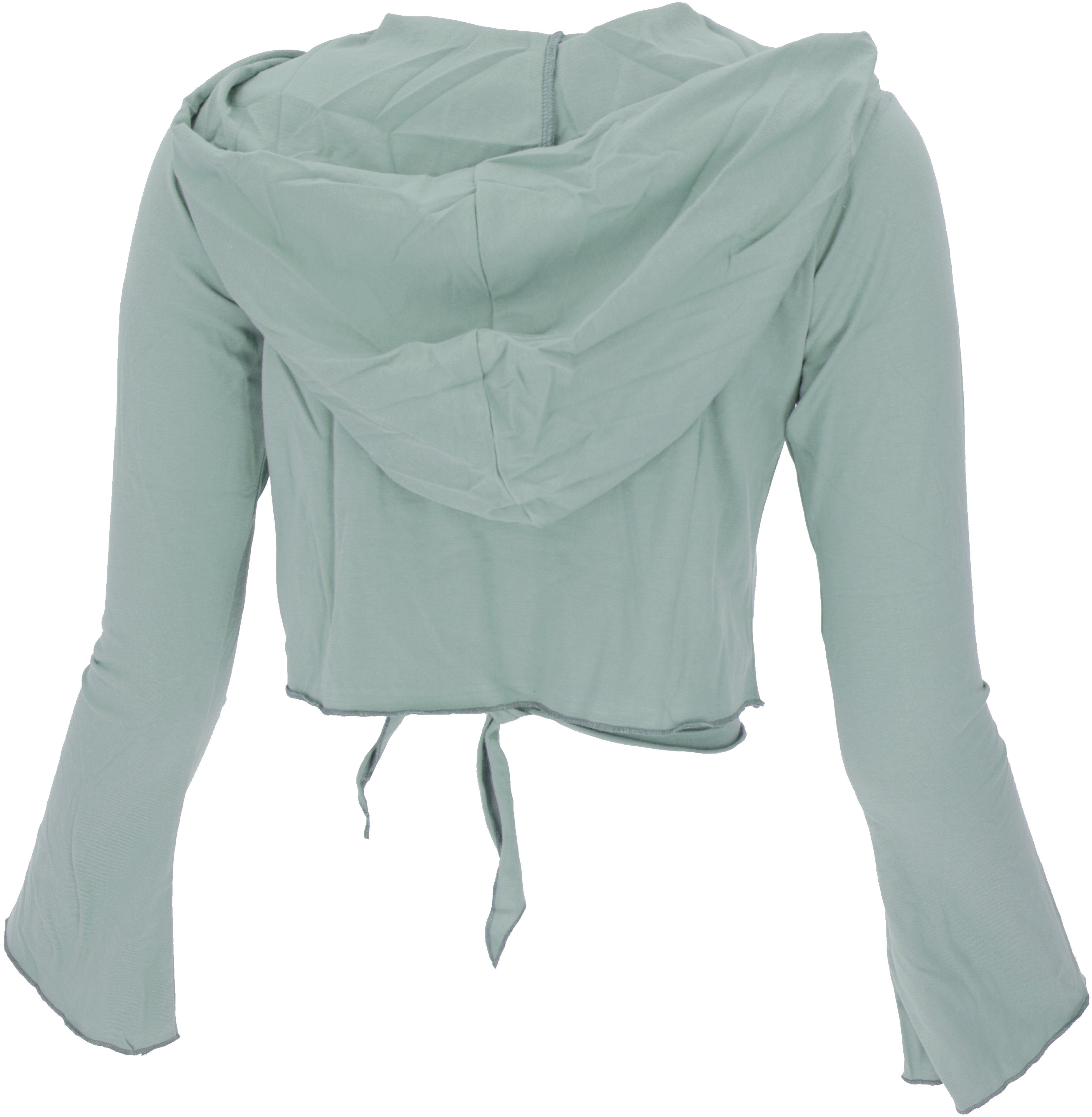 Guru-Shop Longsleeve Wickeltop, Bio-Baumwolle Langarmshirt.. alternative Yogatop, Bekleidung mint