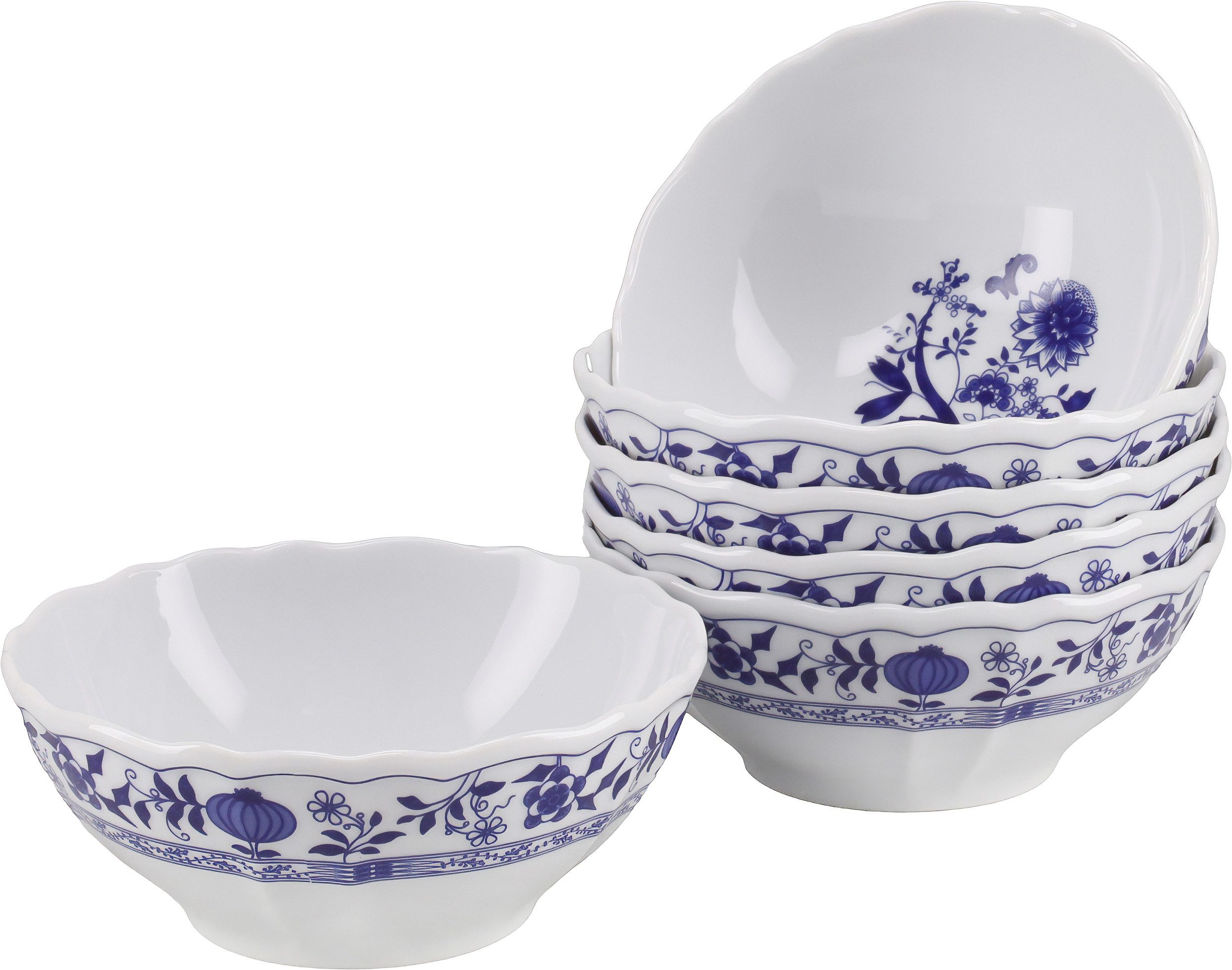 CreaTable Schüssel Flora Zwiebelmuster, Schalen 6-tlg, Porzellan, (Set, 6-tlg), Elegante festonierte Grundform, ausdrucksstarkes Relief