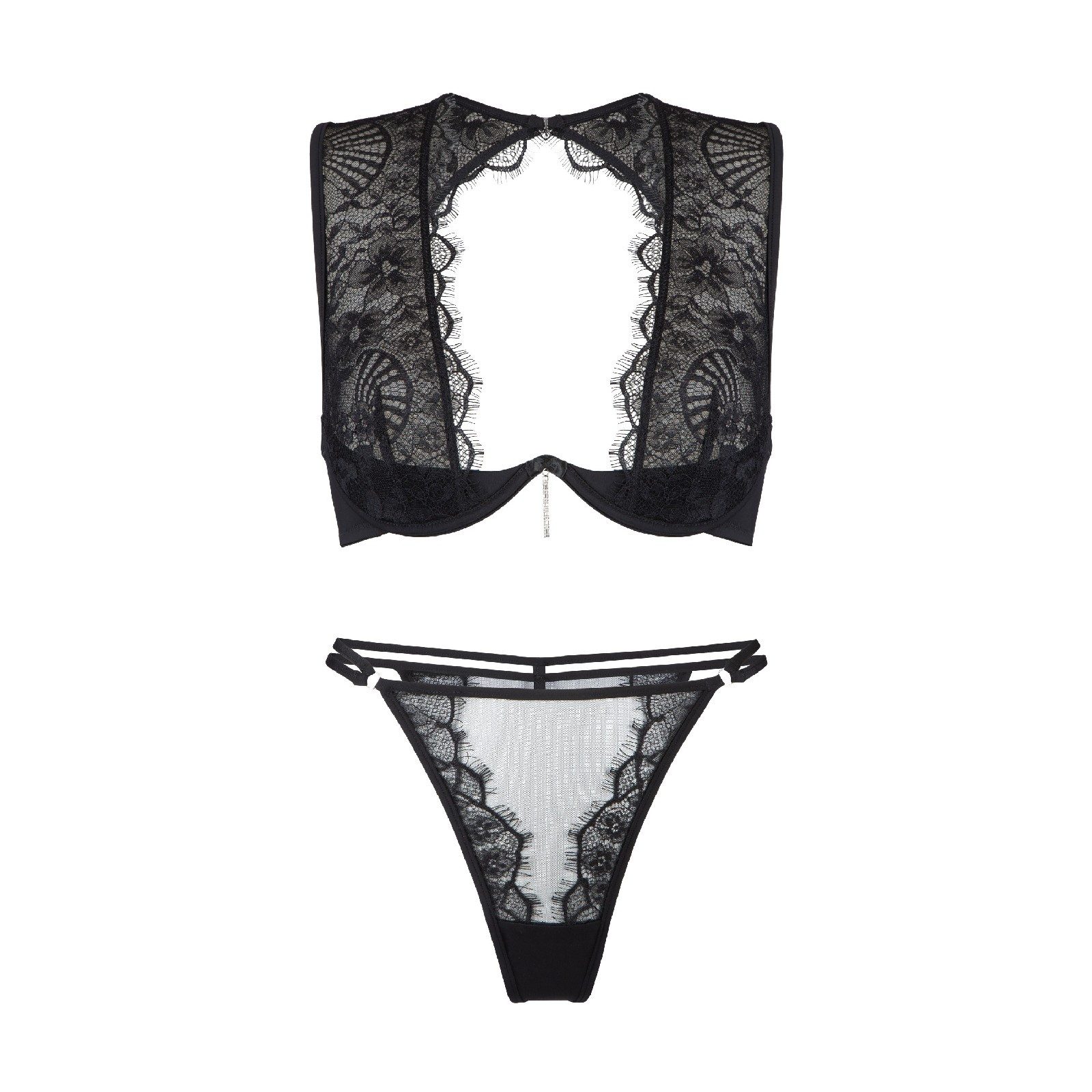 LingaDore Set: Bügel-BH LingaDore 8007 Bügel-BH mit String schwarz (Set, mit G-String) 2-teiliges Set