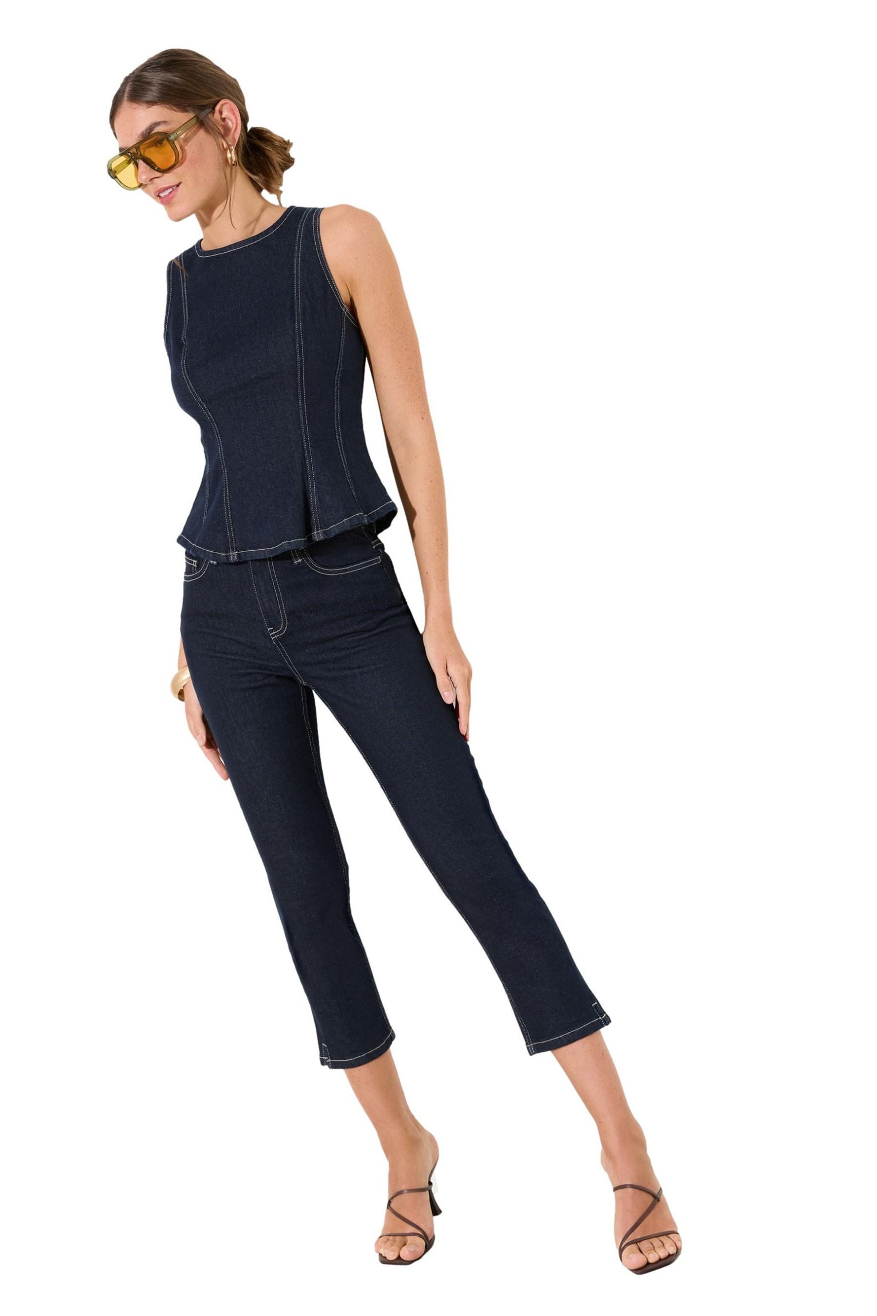 Friends Like These Blusentop Friends Like These Denim-Oberteil mit Saumdeta günstig online kaufen