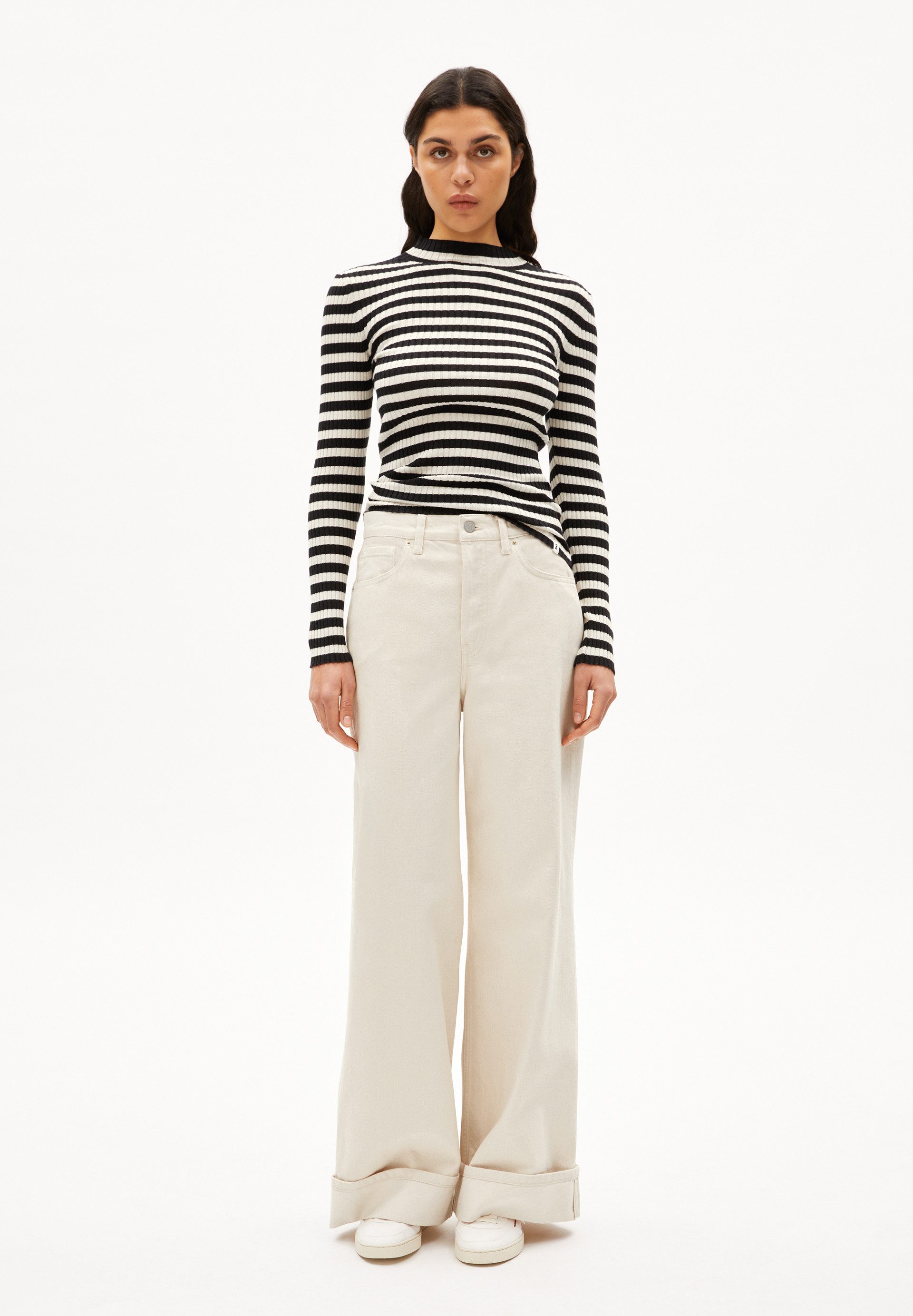 Armedangels Strickpullover ALAANIA STRIPED (Fitted) Mock-Ausschnitt günstig online kaufen
