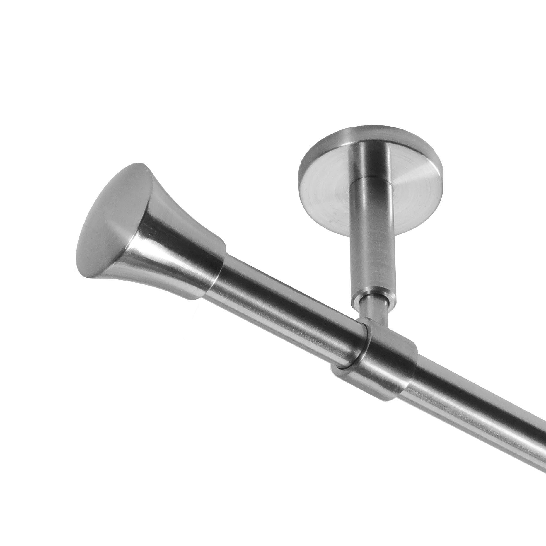 BASIT Gardinenstange Rohr Edelstahloptik 16 mm mit Deckenträgern 120 cm E19 günstig online kaufen