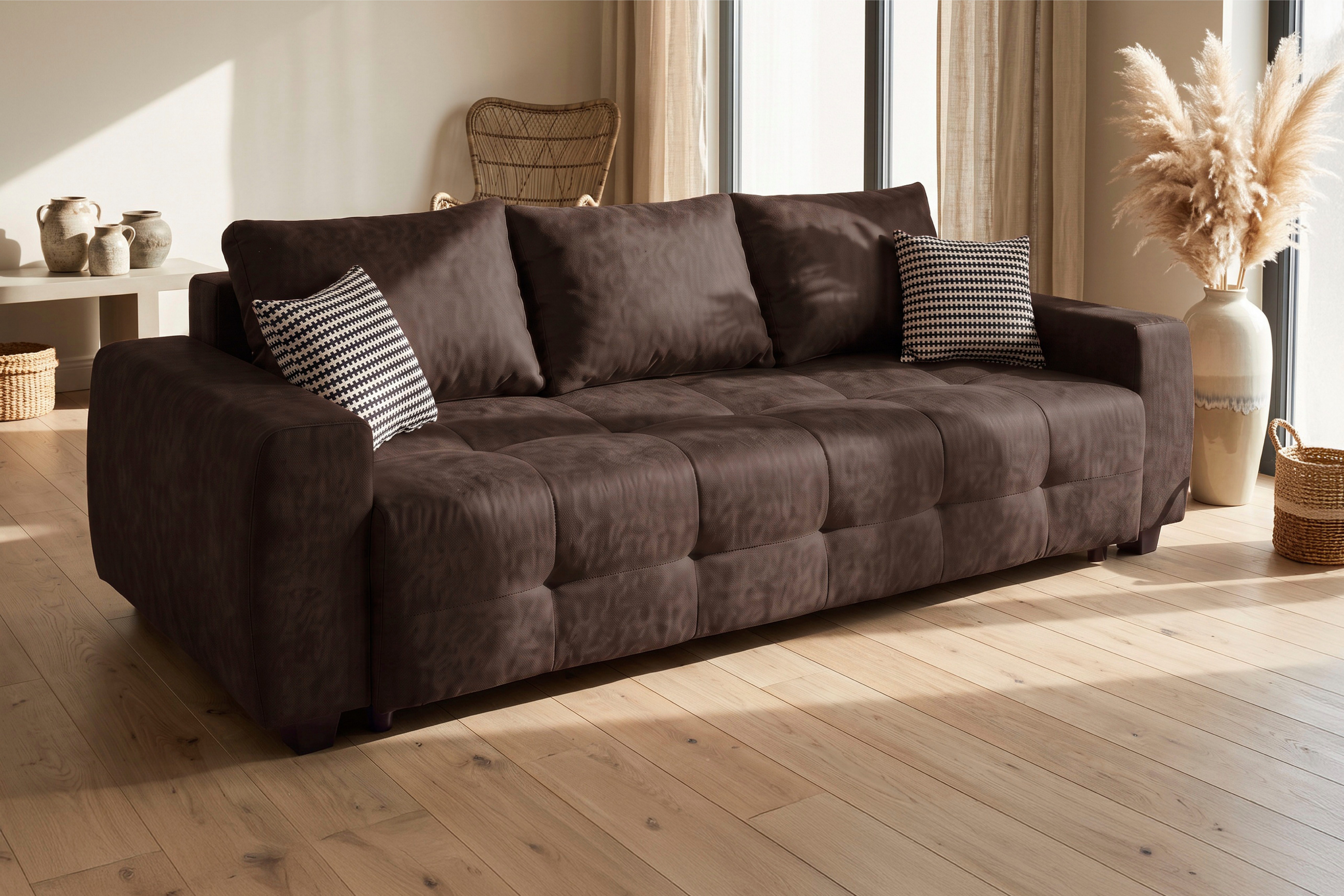 OTTO home Schlafsofa Bella B: 241 cm, Liegefl. 142x194 cm mit Bettkasten & Zierkissen, Schlafcouch mit Gästebett, 2 Zierkissen inklusive, frei stellbar