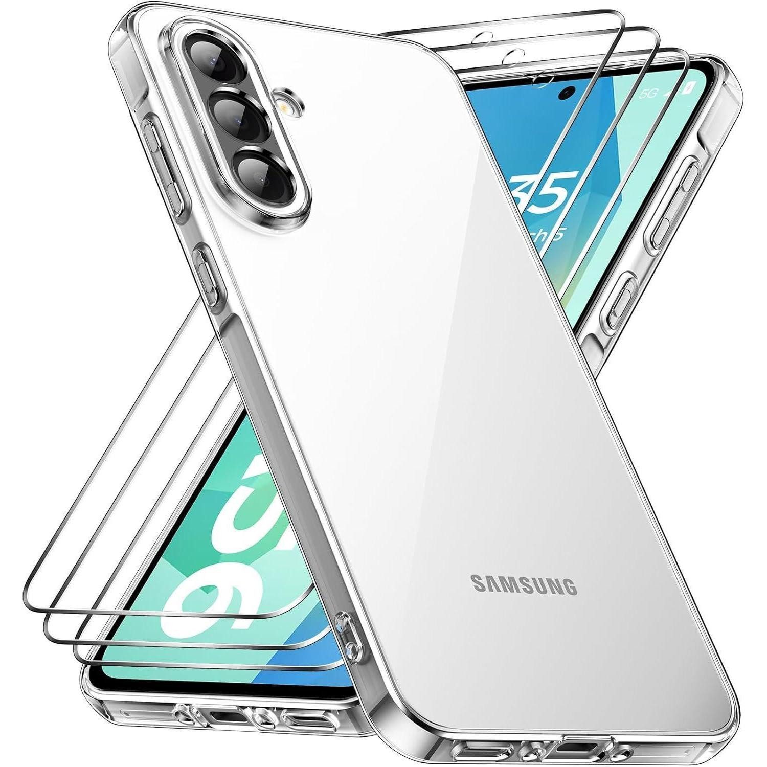 LuxusKollektion Handyhülle Handyhülle A56 5G TPU 3x Hartglas Samsung Galaxy A56 Transparent