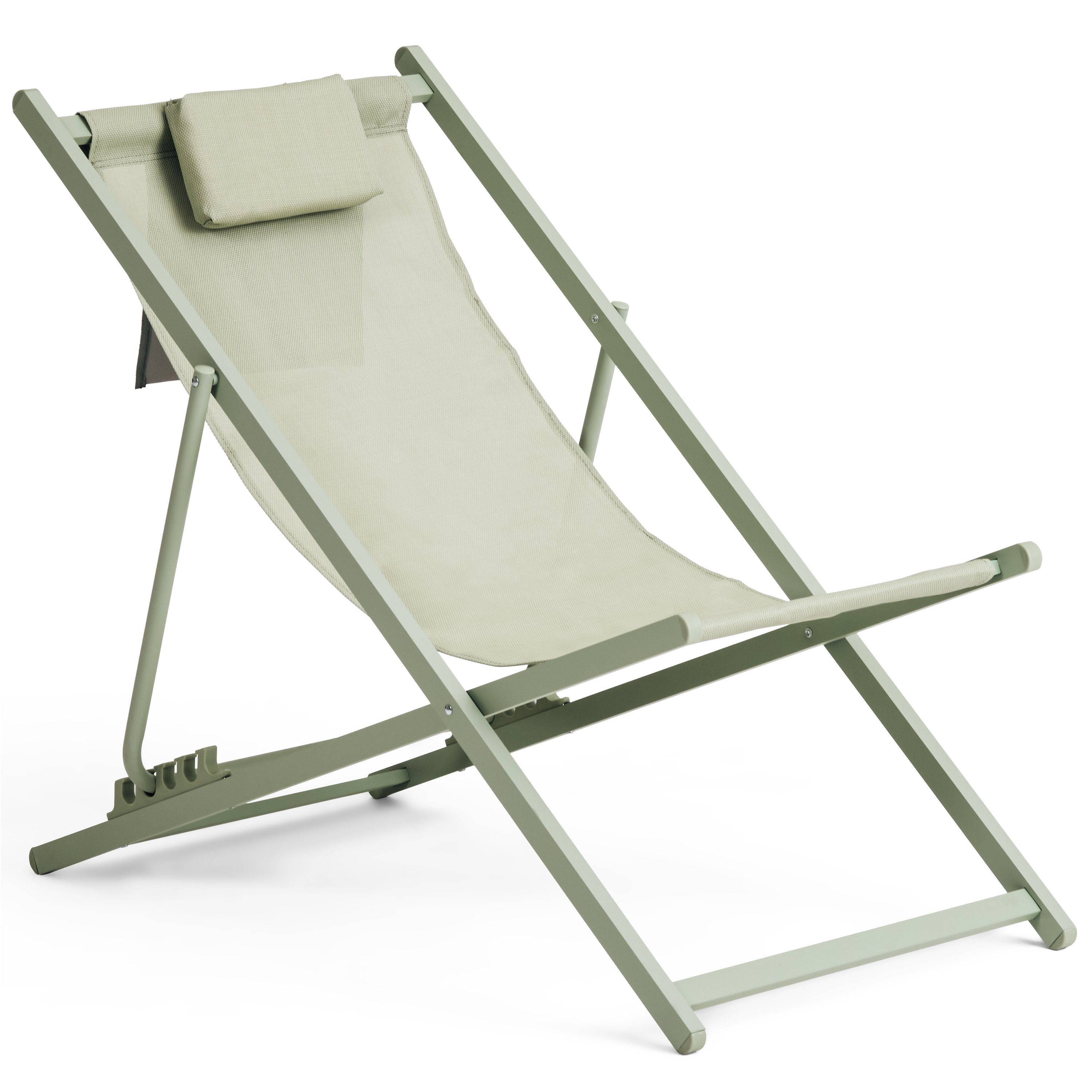 VANAGE Stuhl »VG-8044«, Vanage Liegestuhl Metall-Rahmen I robust & klappbar  mit Organizer, Beach-Chair für den Garten in Grün, VG-8044