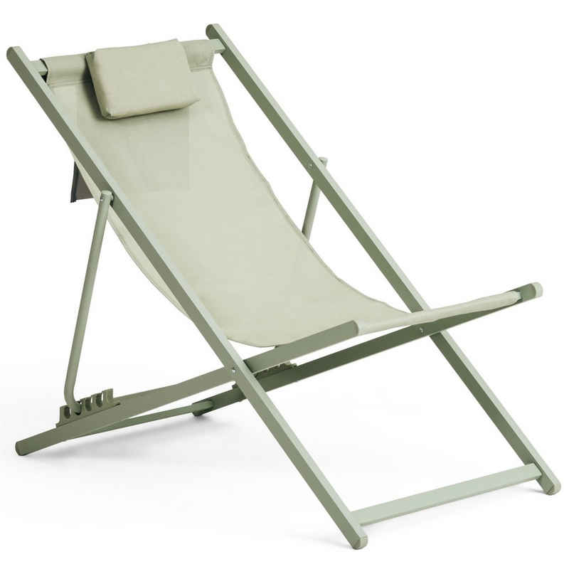 VANAGE Stuhl VG-8044 (1 St), Liegestuhl, robust & klappbar mit Organizer, Beach-Chair, grün