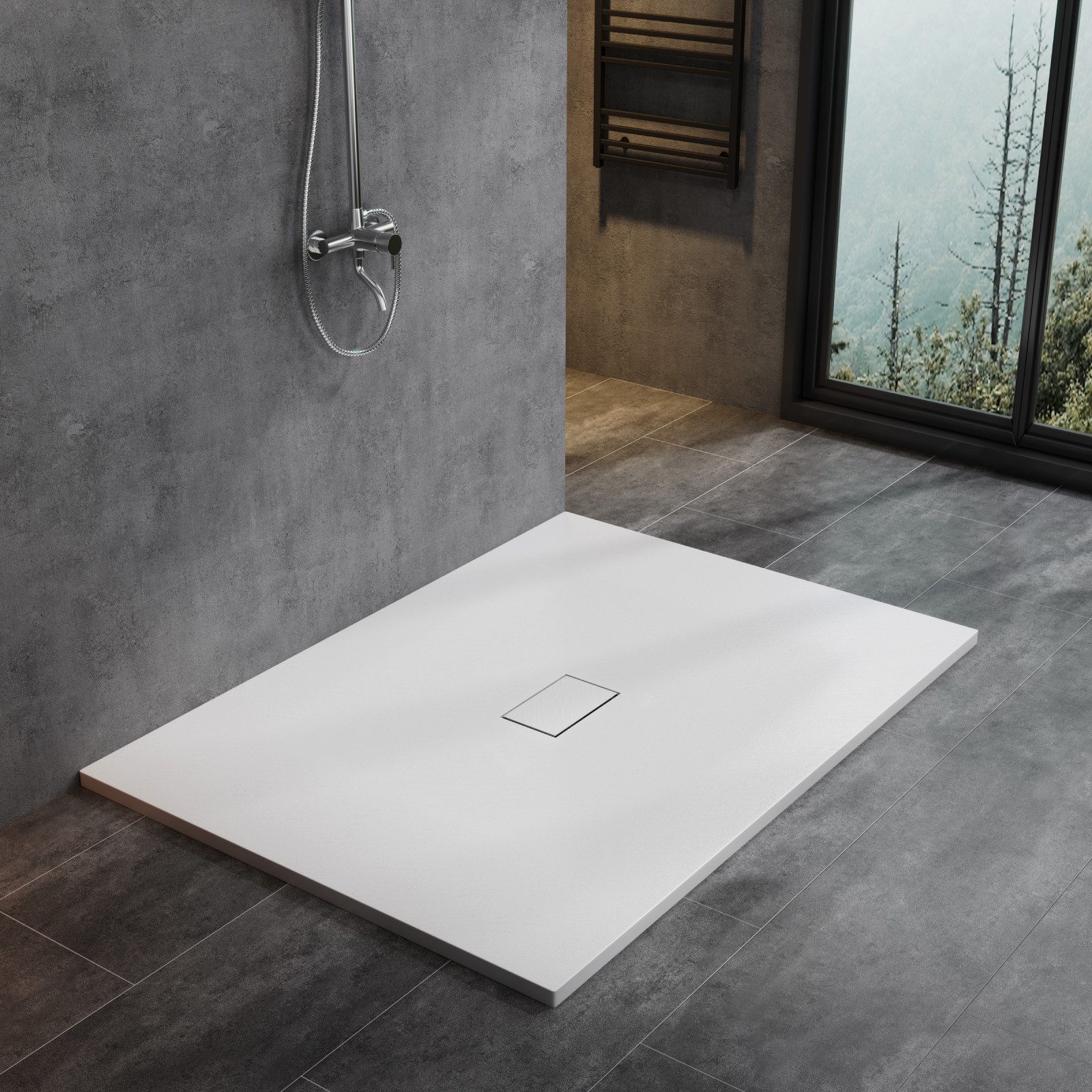 WITEN&NOCK Duschwanne SMC Duschtasse Extraflach Steinoptik Anti-Rutsch, Wei günstig online kaufen