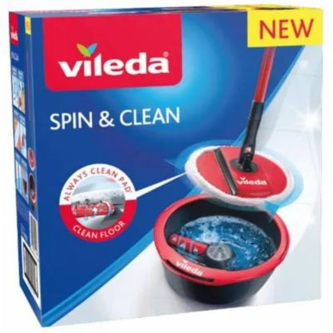Vileda Wischmopp VILEDA Spin & Clean Wischmopp-Set, 0,00 W, Eimer, Microfaser