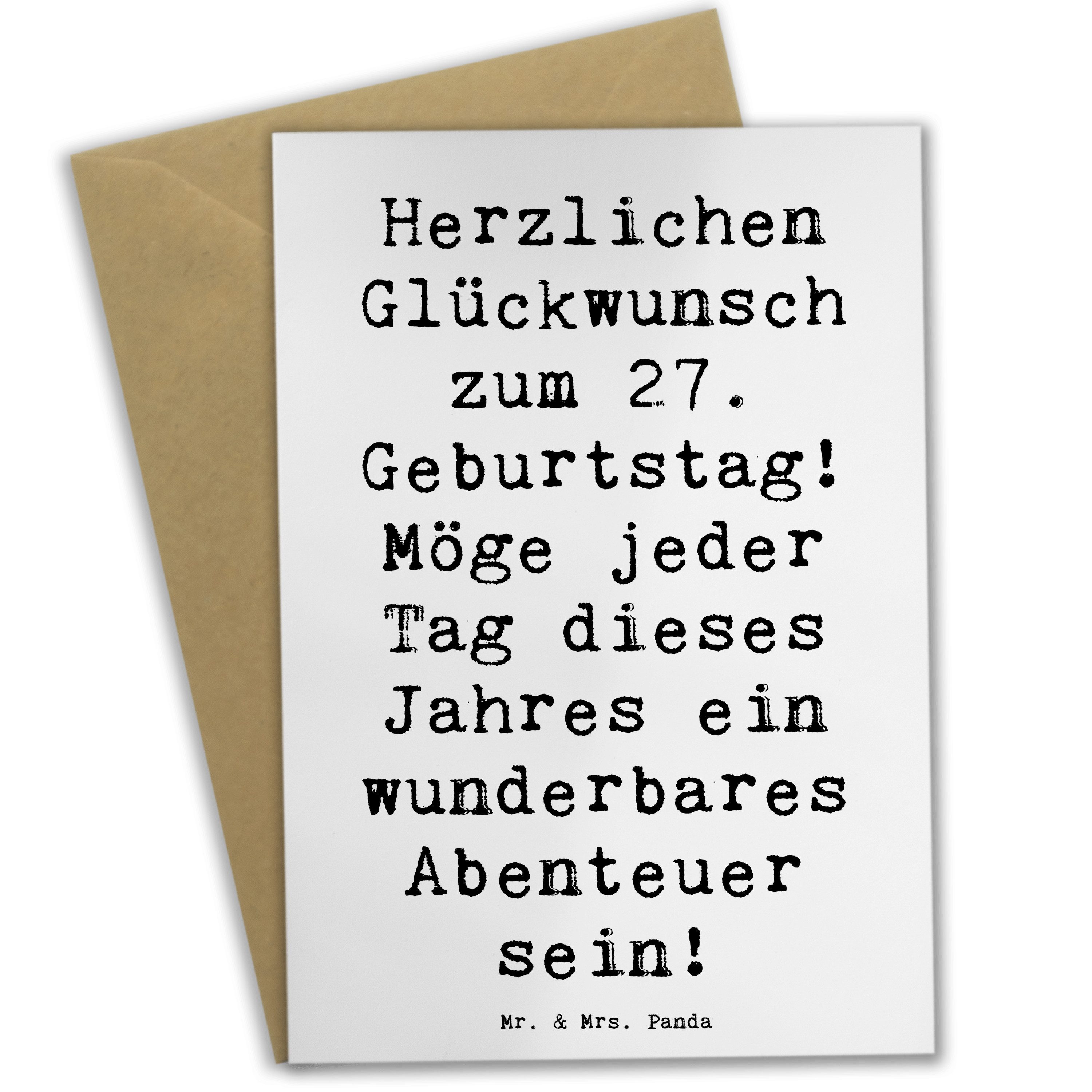 Grußkarte Spruch 27. Geburtstag Abenteuer - Weiß - Geschenk, Abenteuer Jahr, Al