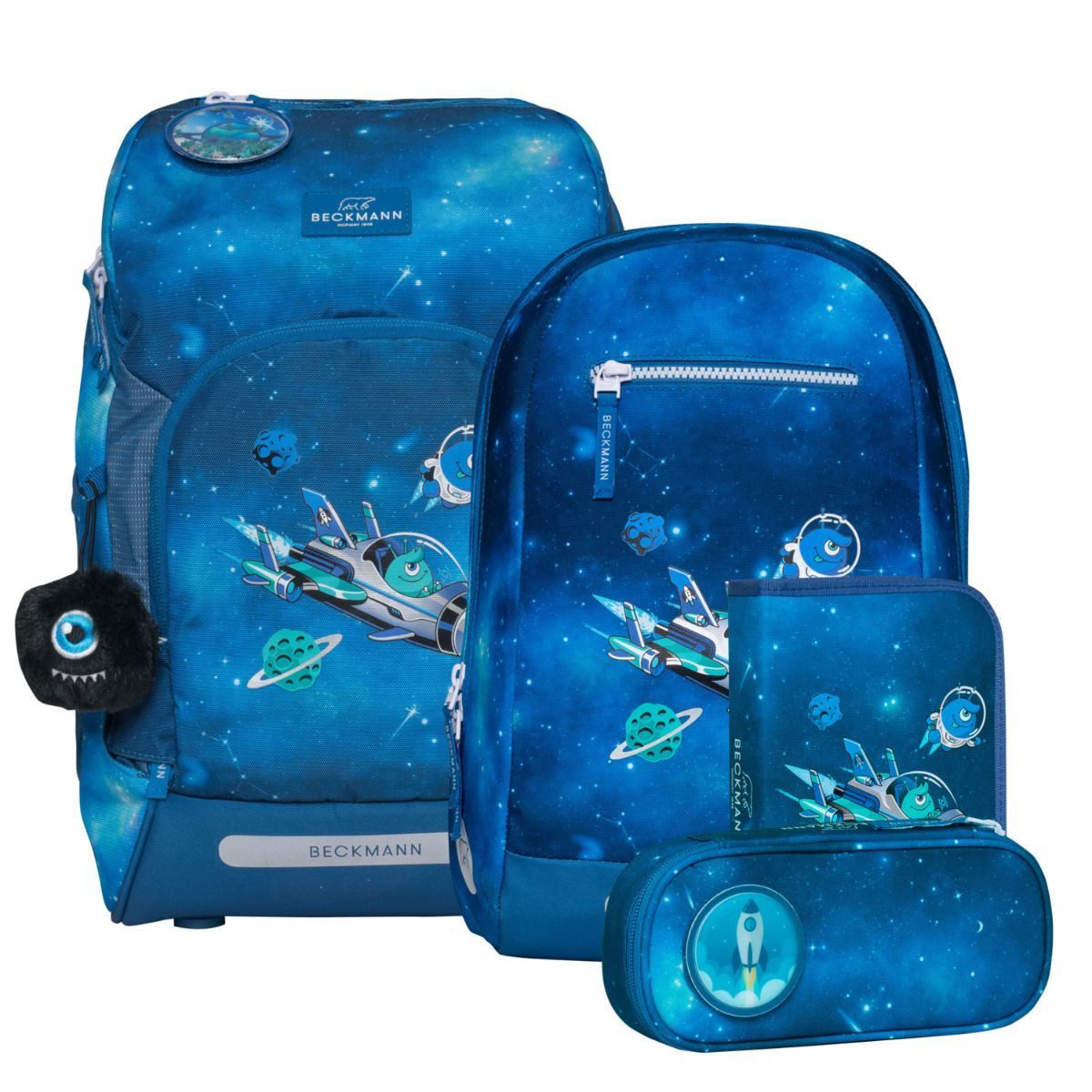 Beckmann Schulrucksack Active Air (6tlg., inkl. Sportrucksack, Federmappe, Schlamperetui, Regenhülle, Buttons)