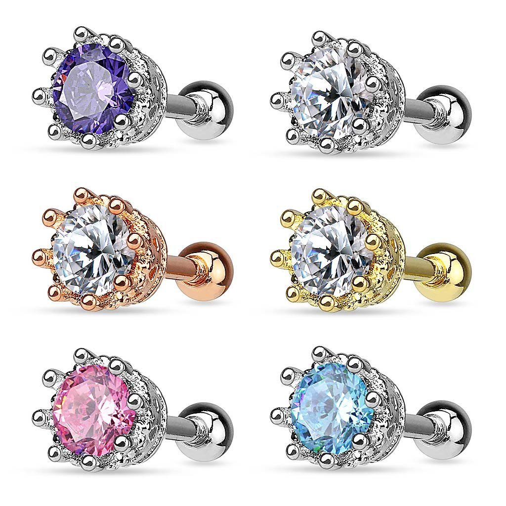 Taffstyle Piercing-Set Vintage Helix Piercing Stecker Krone mit Kristall Ch günstig online kaufen