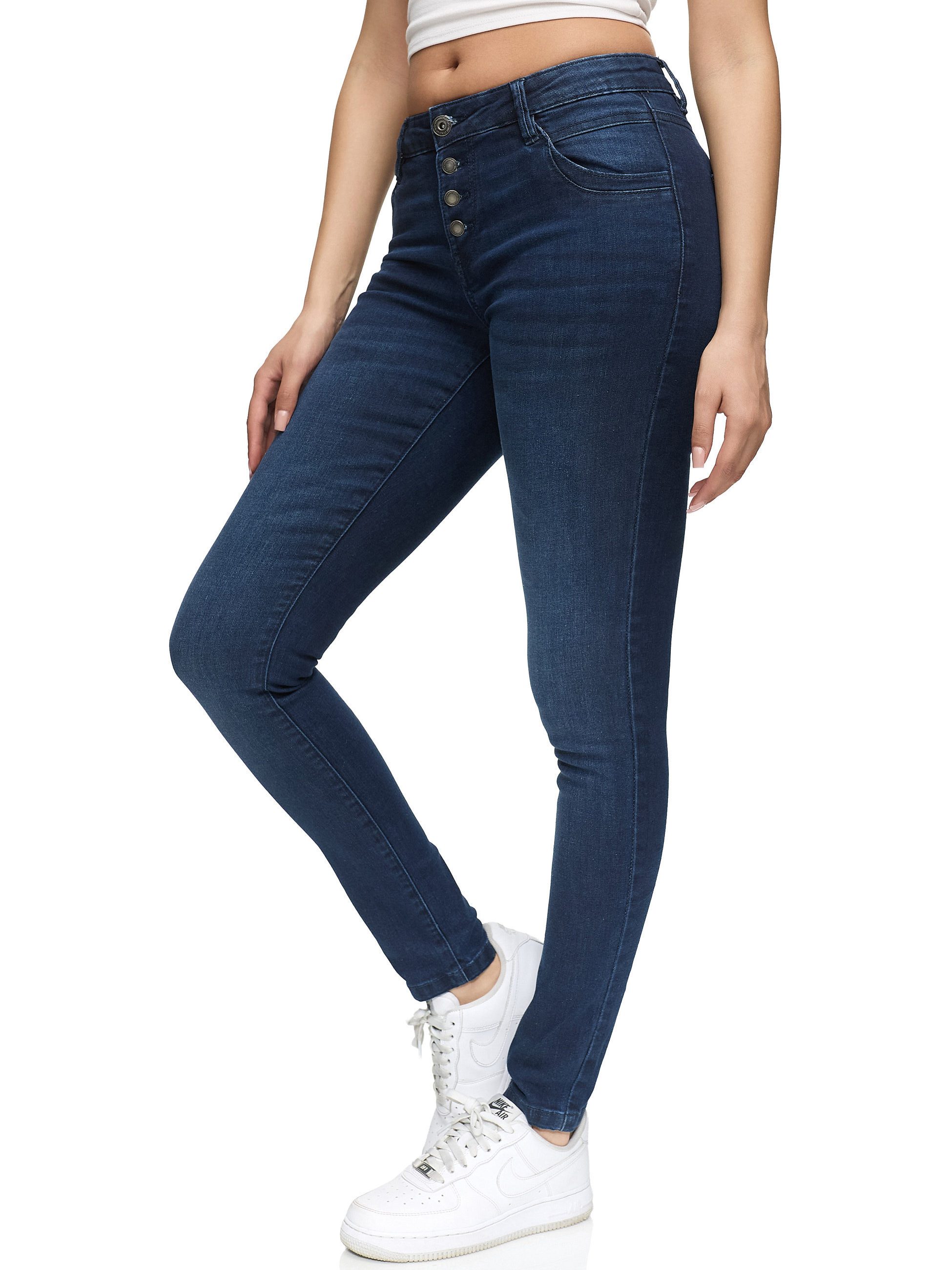 REPUBLIX Stretch-Jeans ISLA Damen Knopf Mid Waist Stretch Denim Jeans