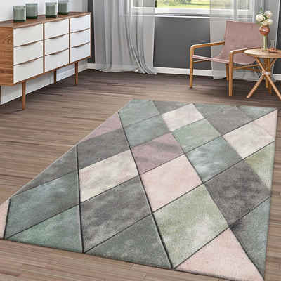 Teppich Wohnzimmer Teppich Bunt Pastellfarben Rauten Muster, TT Home, Дорожка, Höhe: 16 mm