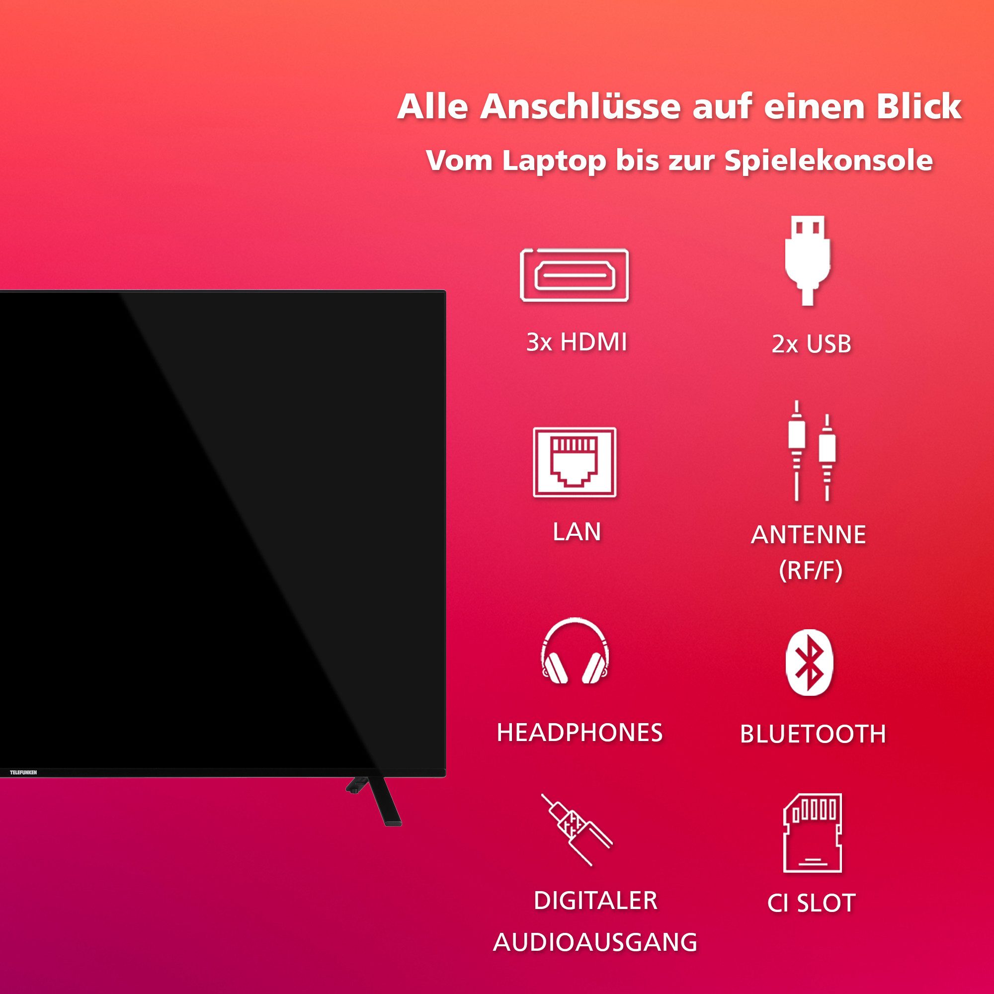 Telefunken XU50TO750S LCD-LED Fernseher (126 cm/50 Zoll, 4K Ultra HD, Smart TV powered by TiVo, Smart TV powered by TiVo, HDR Dolby Vision, Triple-Tuner, 6 Monate HD)