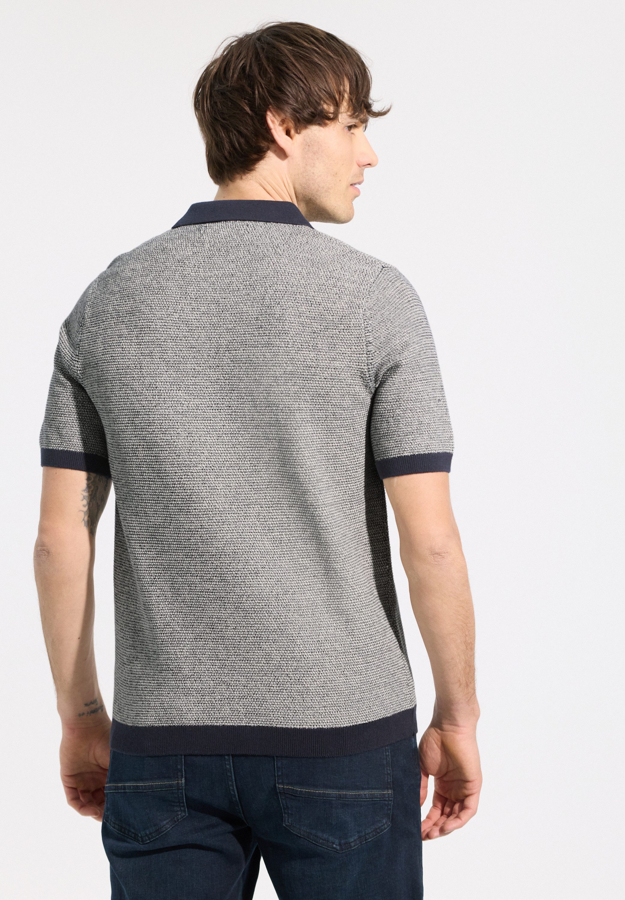 STREET ONE MEN Kurzarmpullover im soften Baumwoll-Mix
