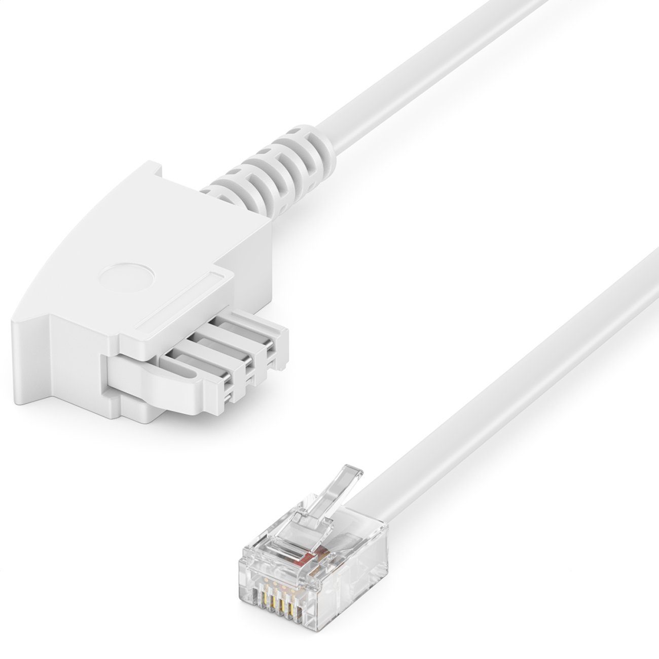 deleyCON deleyCON 10m Telefonkabel TAE-F auf RJ11 Stecker 6P4C Analoge LAN-Kabel