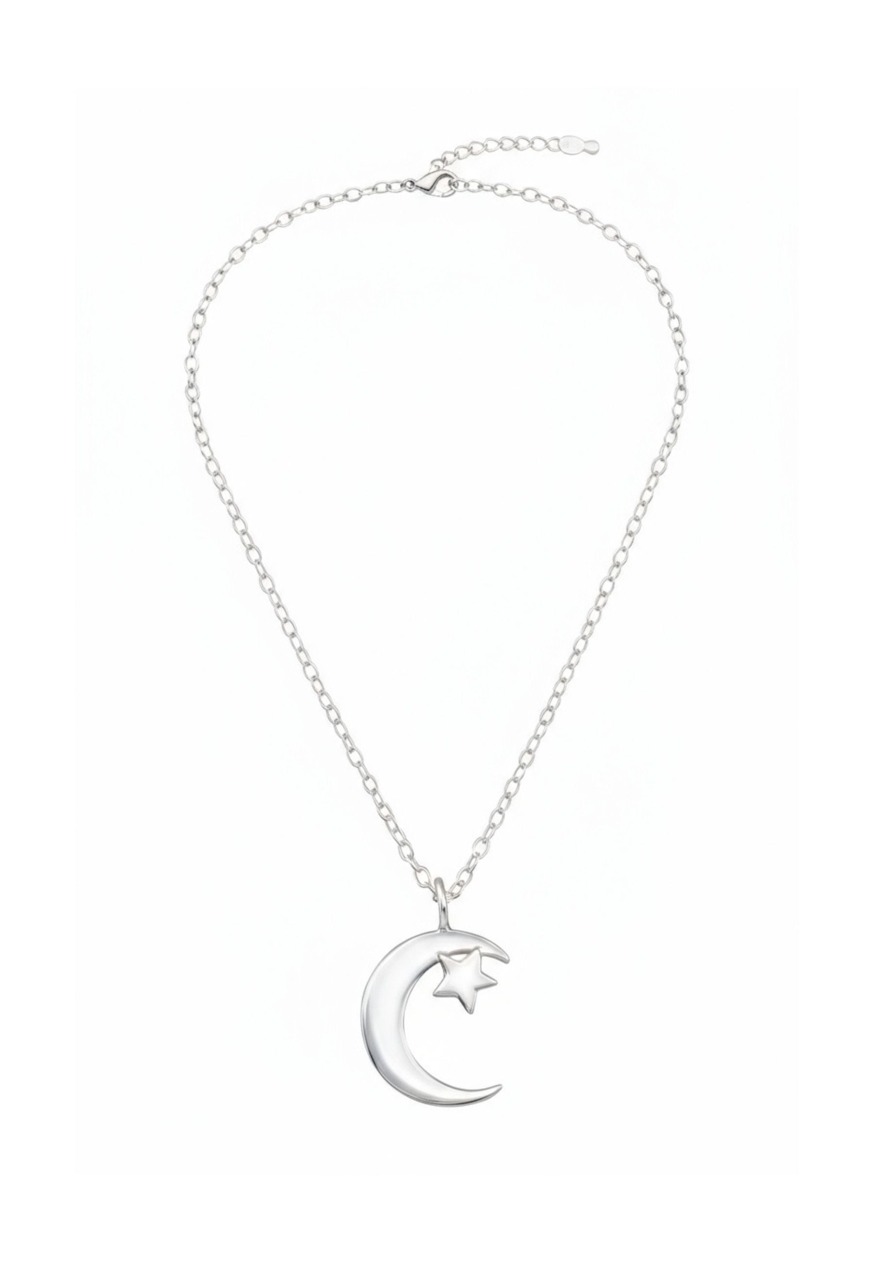 Diademita Collier Silberne Mond- und Stern-Halskette (Set)