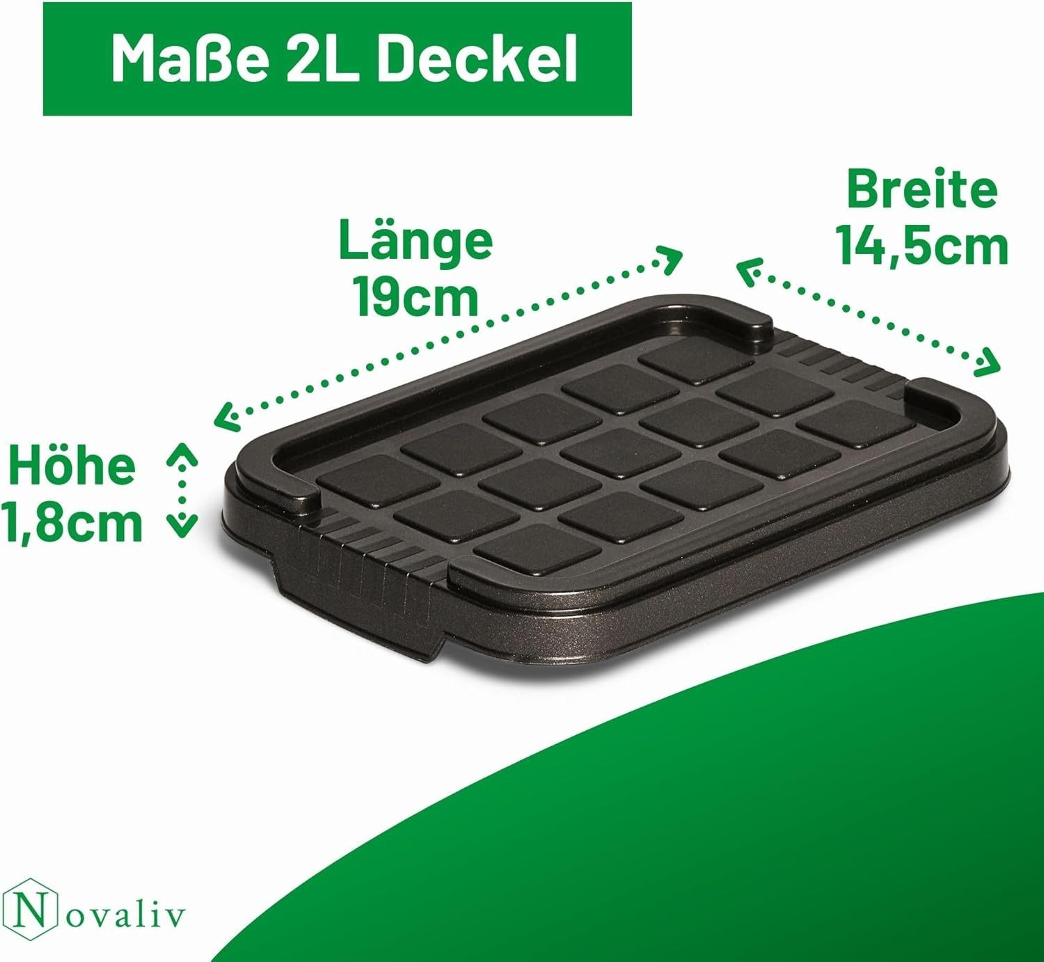 Novaliv Aufbewahrungsbox 30529-1 (1 St), Novaliv 1x Ersatzdeckel 2 Liter mit Clipverschluss 19x14 cm Antrazit