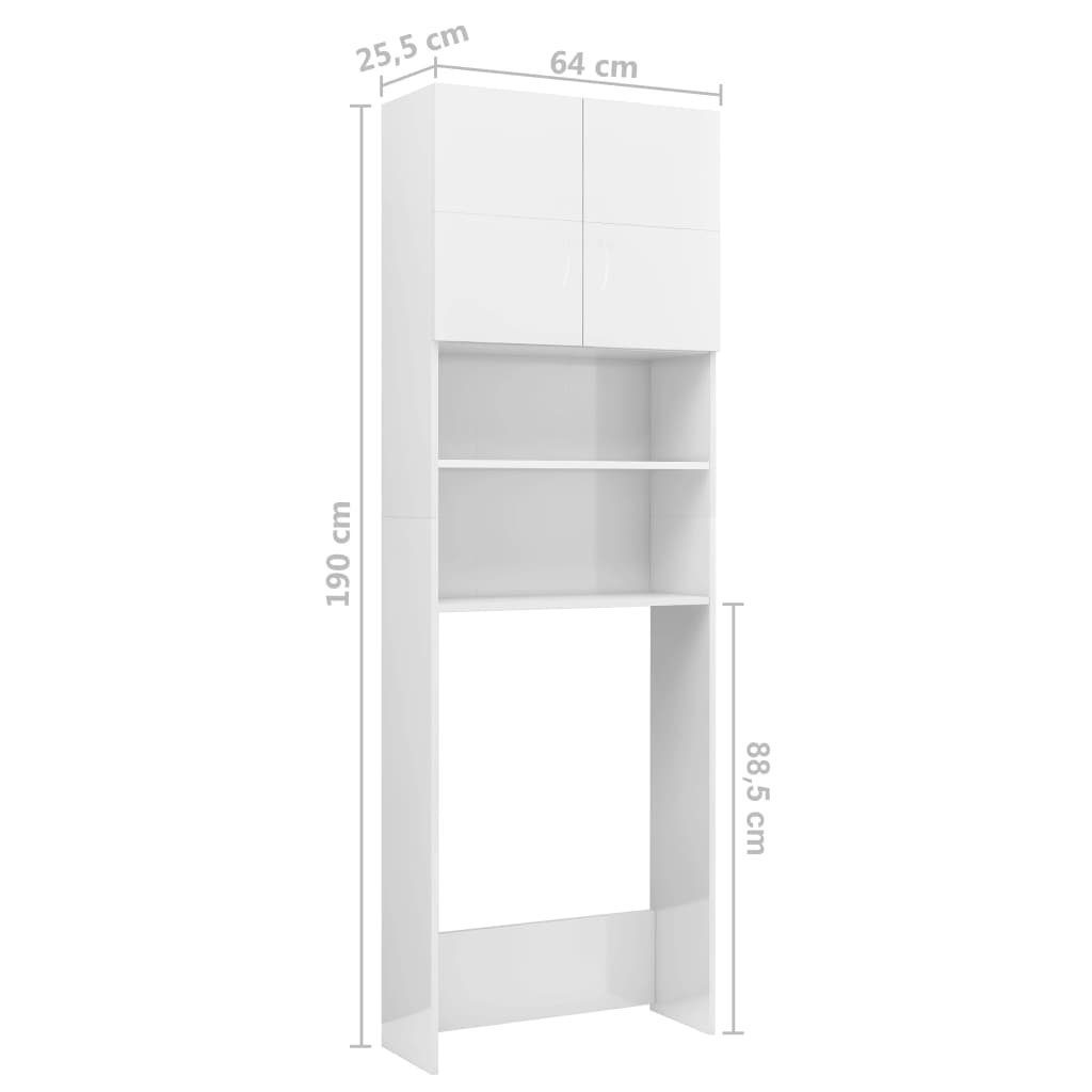 Fächern Hochglanz-Weiß 2 und 2 cm) 25,5x64x190 mit 3004744 Türen in möbelando Waschmaschinenumbauschrank (LxBxH: