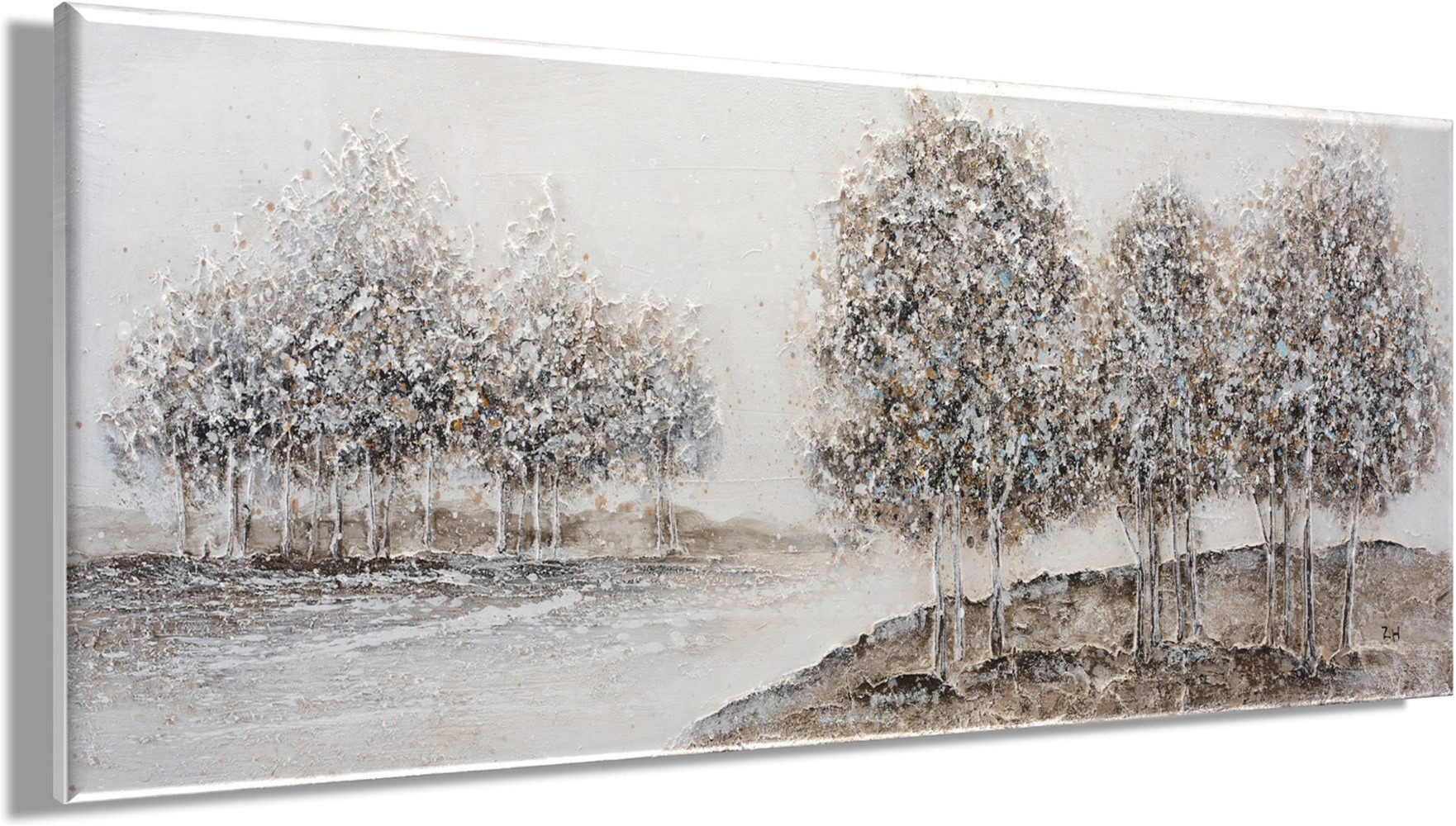 Bönninghoff Ölgemälde handarbeit BÄUME XXL 60x140 cm – Wandbild Kunst Deko modern, Baumbilder, Bäume, Gemälde, Kunst, Landschaft, Natur (1 St), handgefertigt, jedes Bild ein Unikat