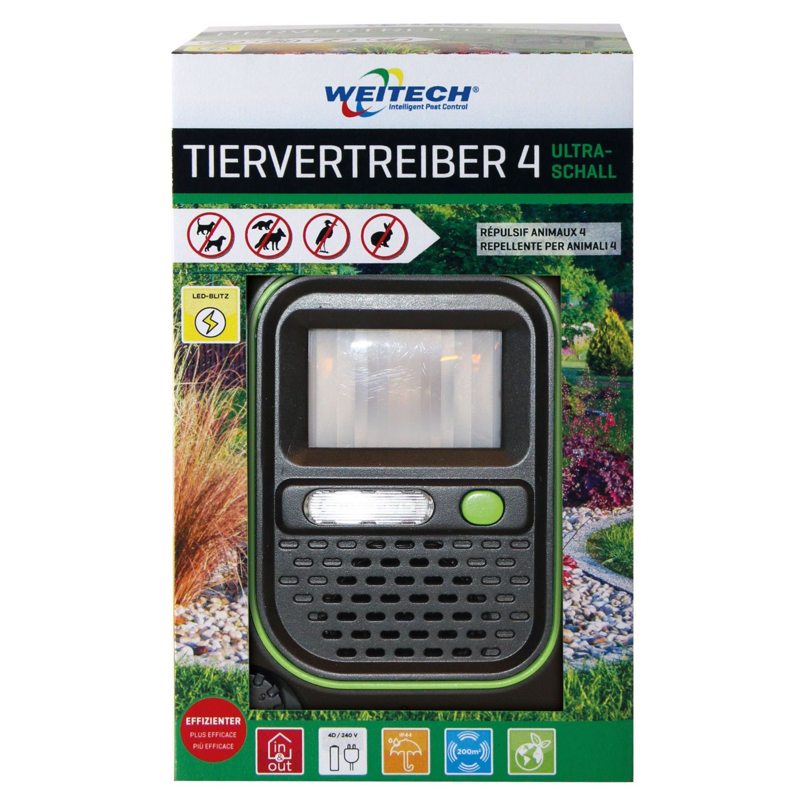 Ultraschall-Tierabwehr Garden Protector 4 Ultraschall Katzenschreck, Hundeschreck, Marder...